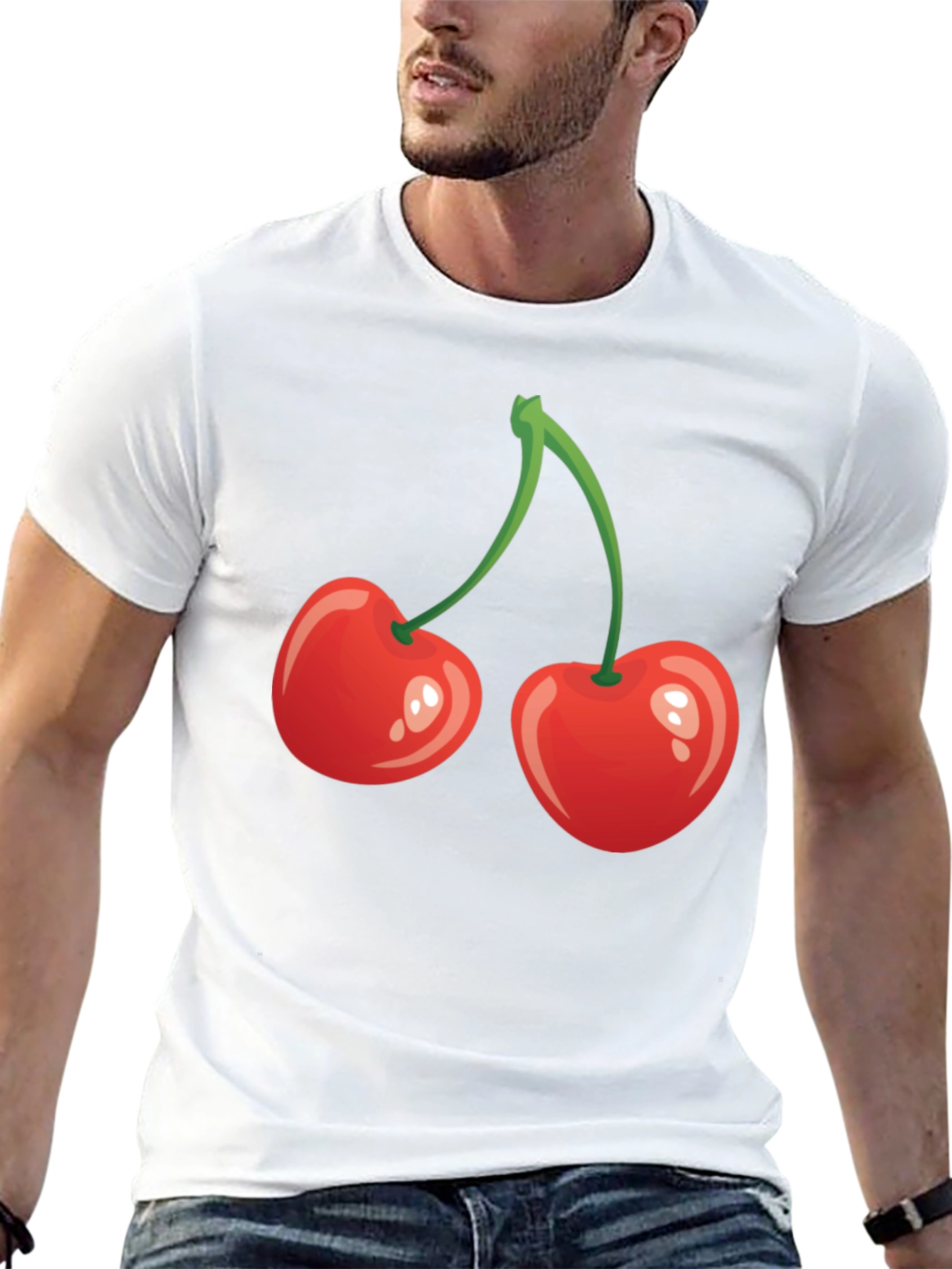 Black Red Cherry Graphic Tee - Fun Fruit Shirt view 13