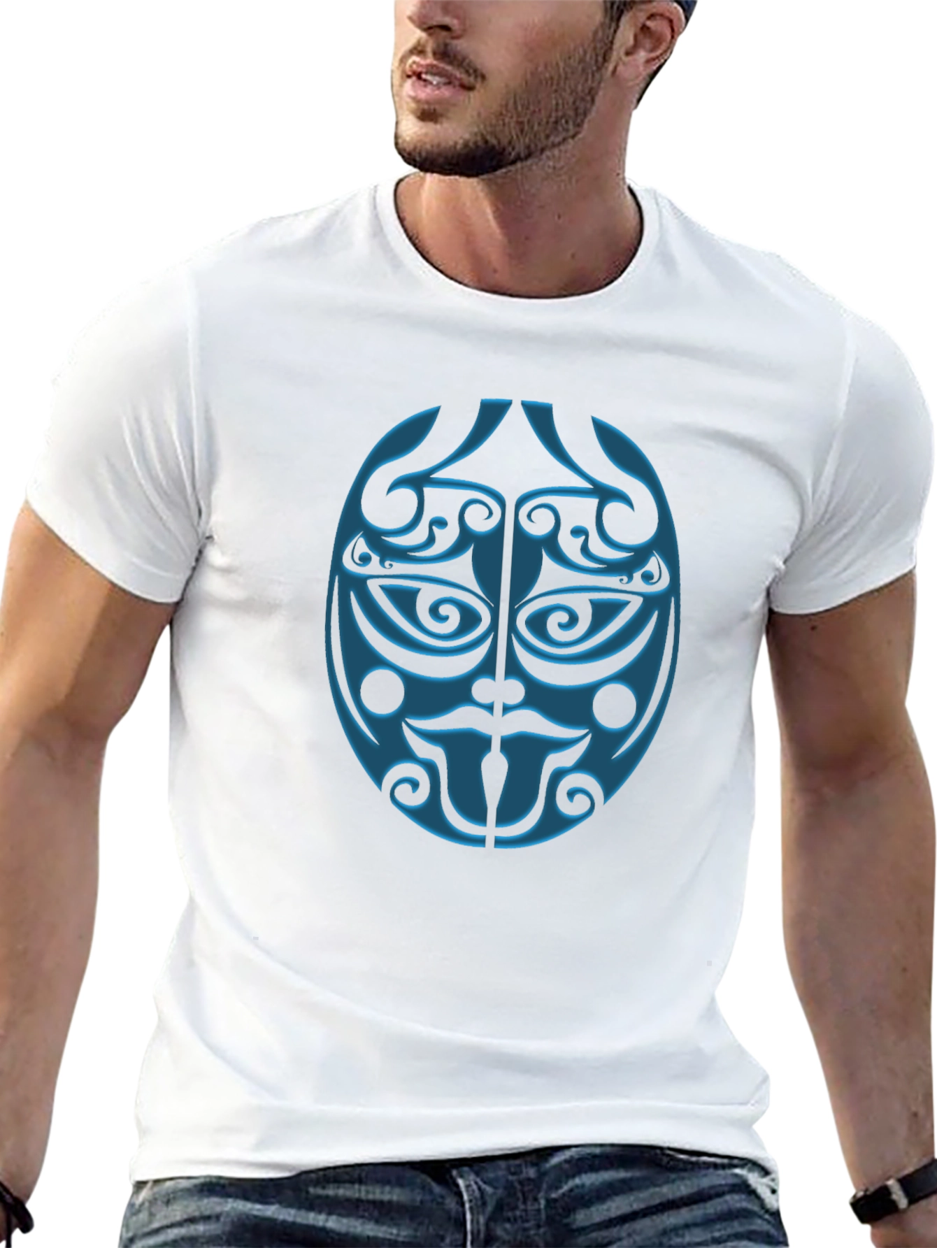 Black Tribal Mask Graphic Tee - Black view 13