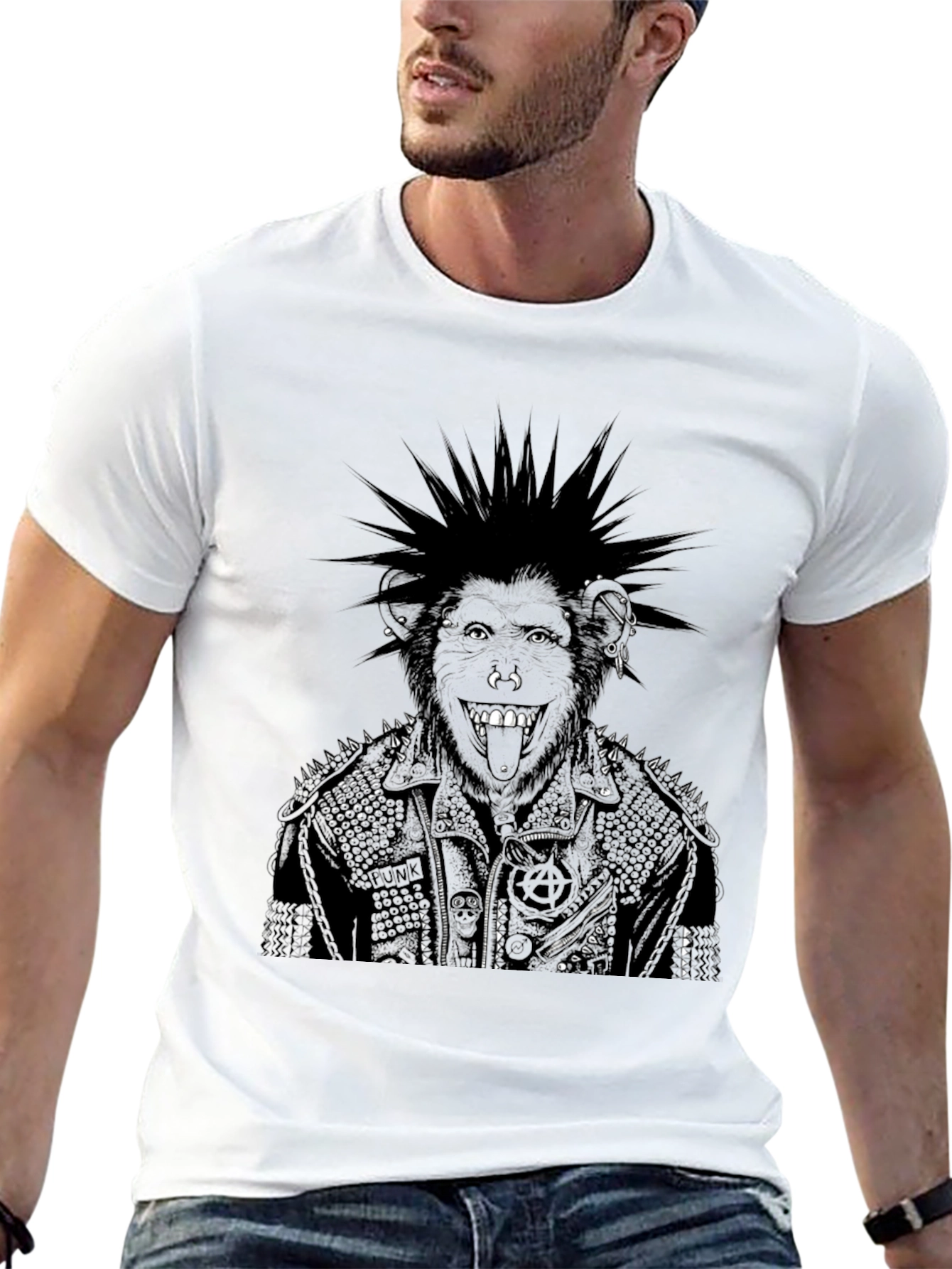 Black Punk Rock Gorilla Graphic Tee view 13