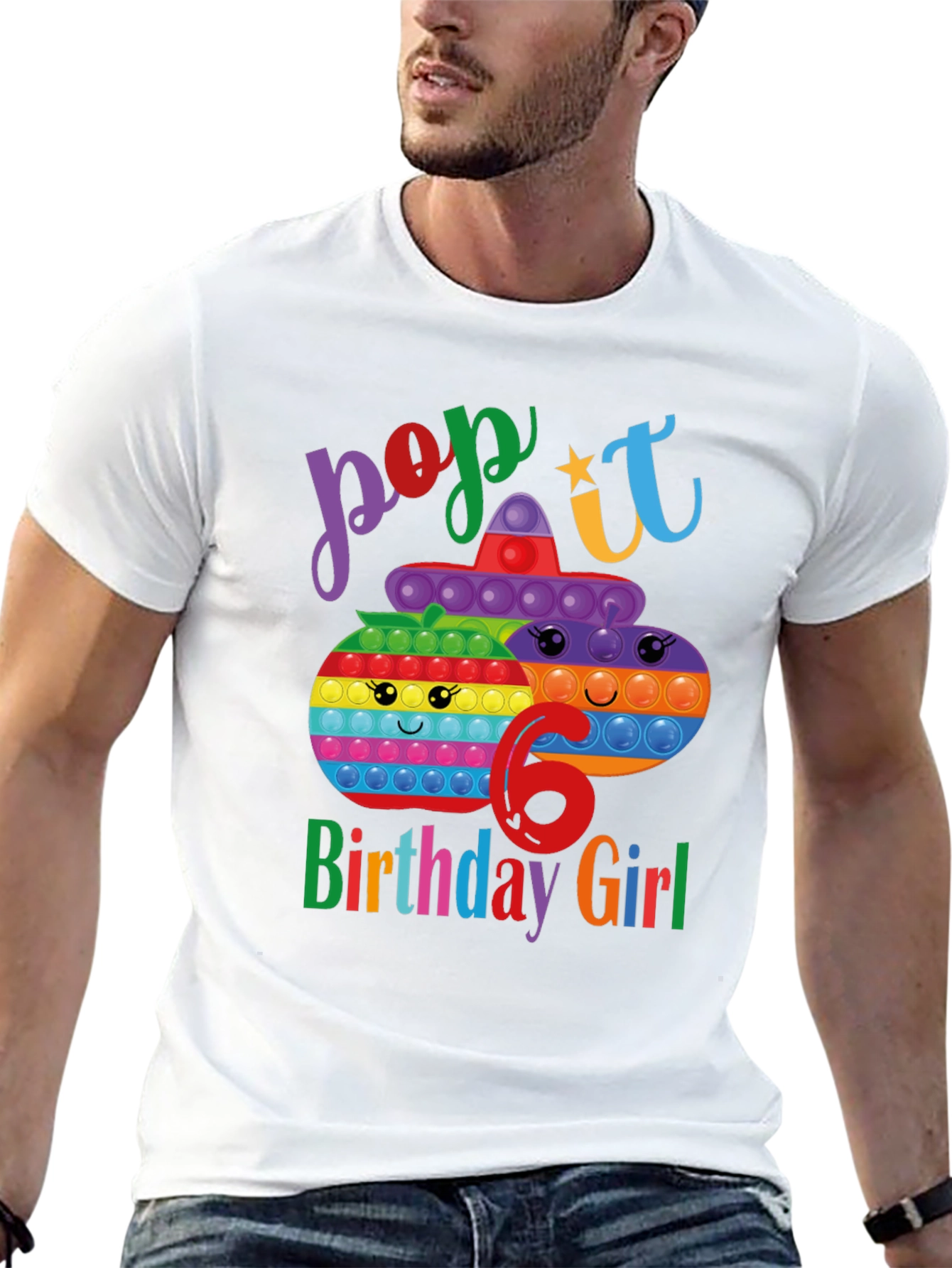 Black Pop It Birthday Girl 6 T-Shirt view 13