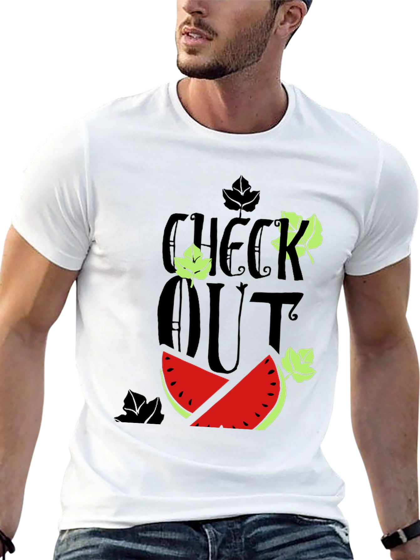 Black Check Out Watermelon Graphic Tee view 13