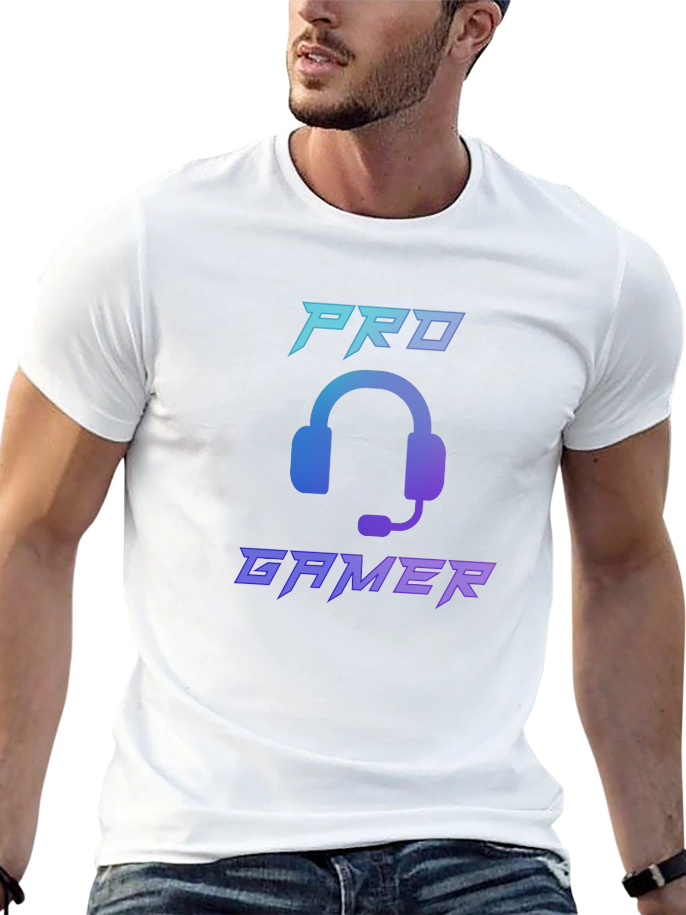 Black Pro Gamer T-Shirt - Cool Gaming Headset Design view 13