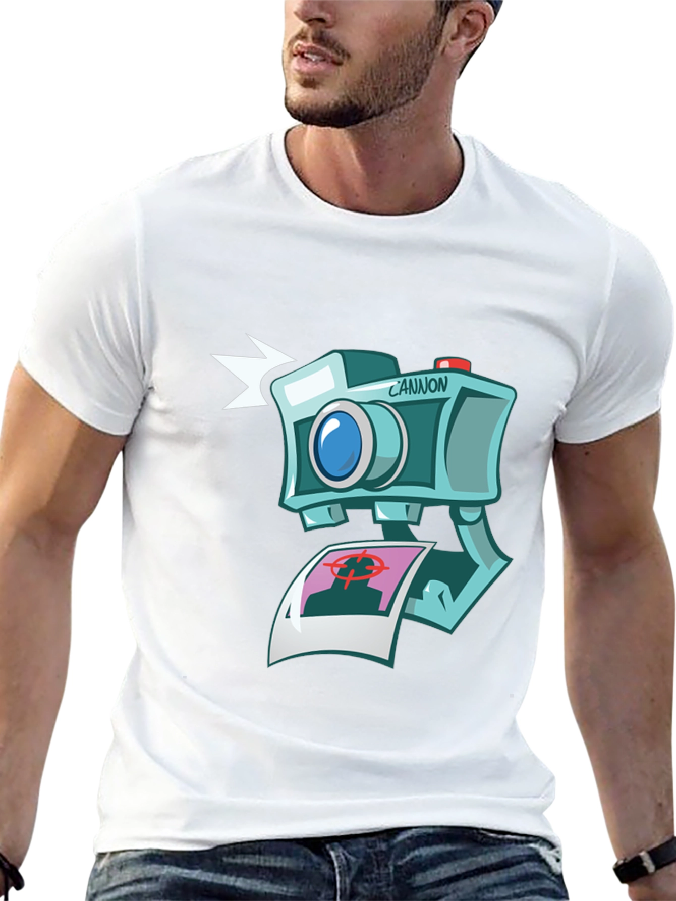 Black Camera Cartoon Graphic Black T-Shirt view 13