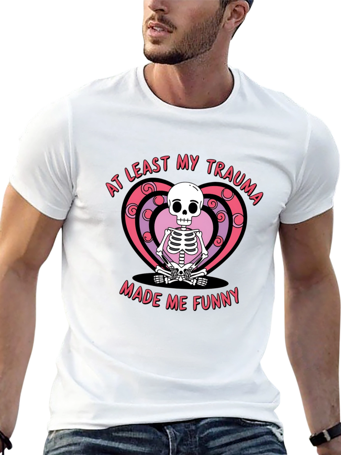 Black Funny Trauma Skeleton T-Shirt - At Least My Trauma Made Me Funny Tee view 13