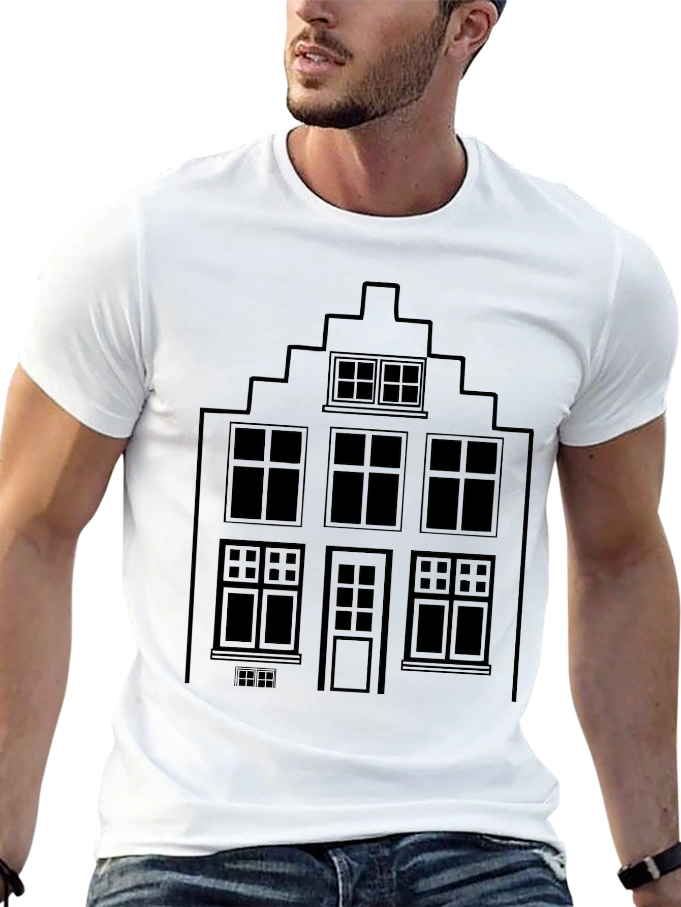 Black Architectural T-Shirt: Amsterdam House Design view 13