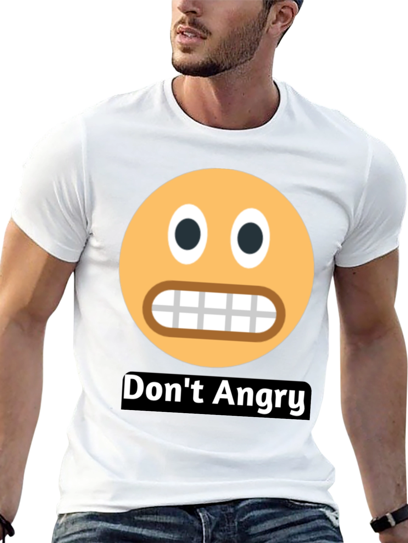 Black Don't Angry Emoji Black T-Shirt view 13