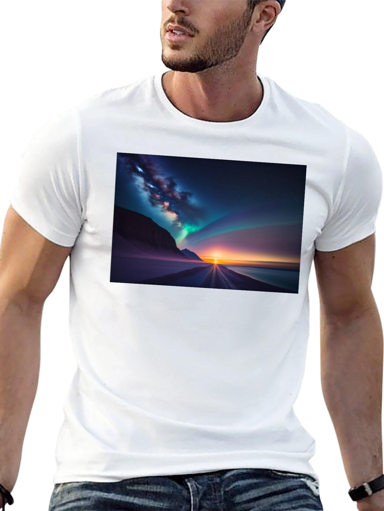 Black Aurora Borealis Graphic Tee - Black view 13