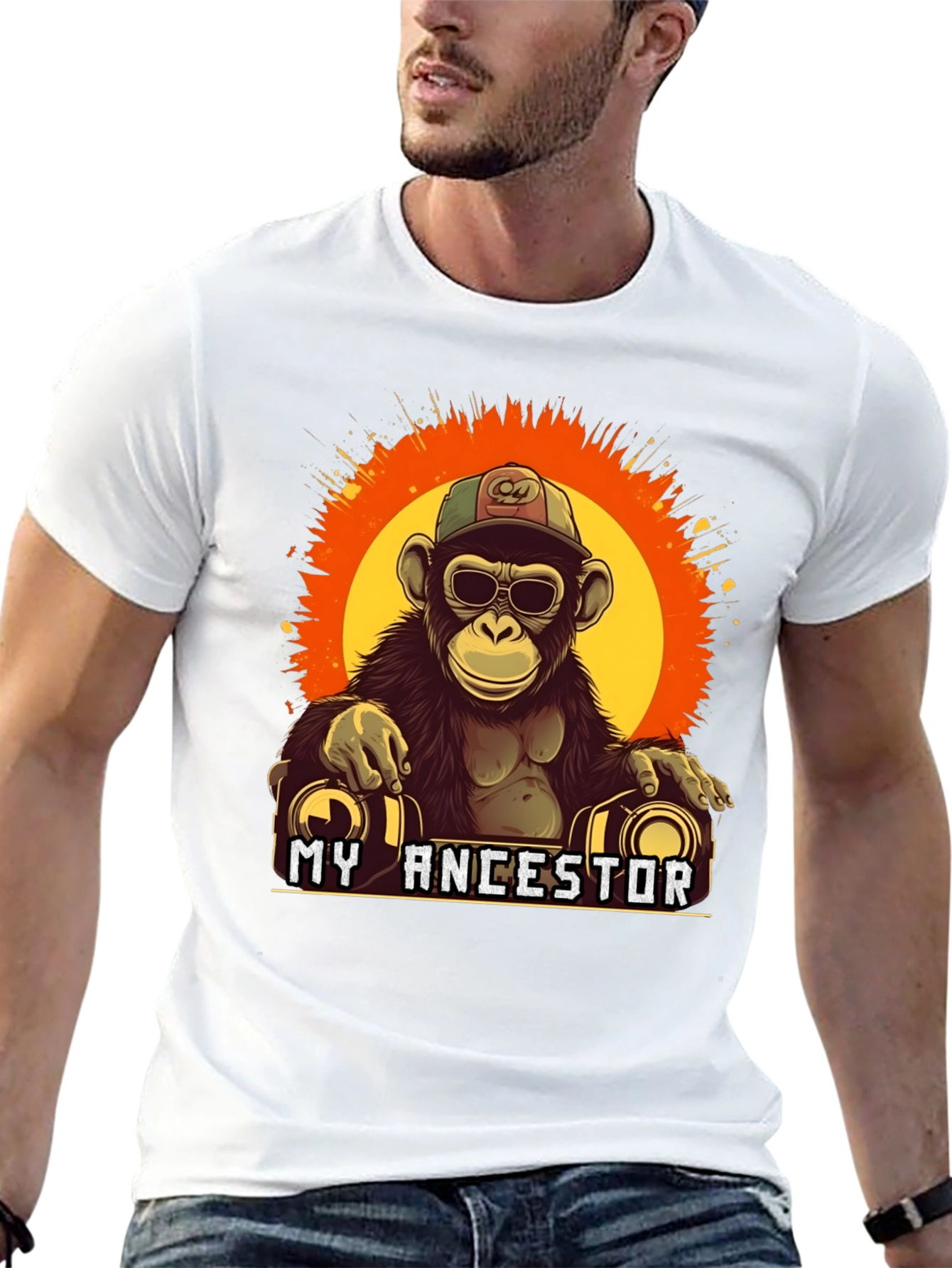 Black My Ancestor Monkey T-Shirt Cool Ape Graphic Tee view 13