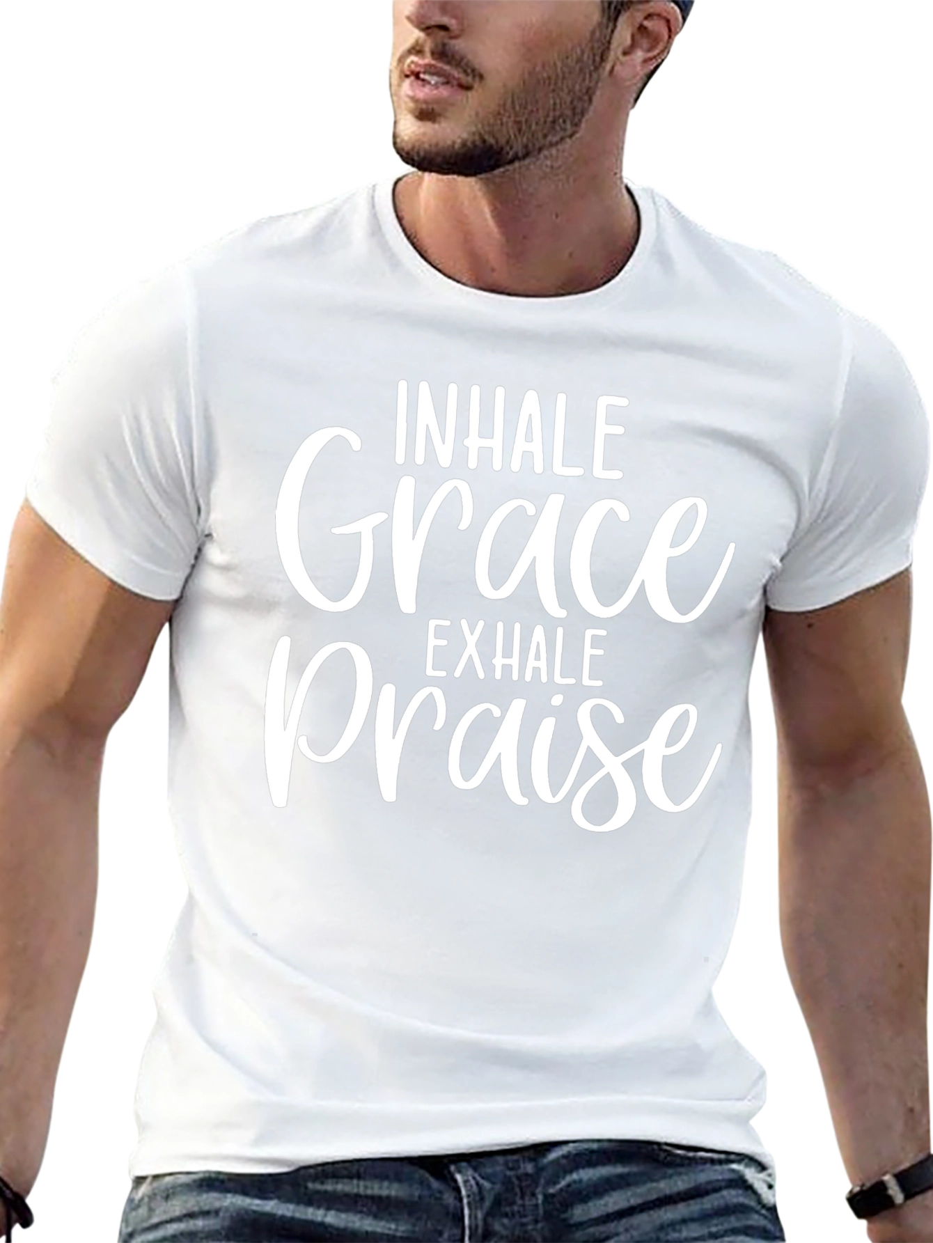Black Inhale Grace Exhale Praise Graphic Tee view 13