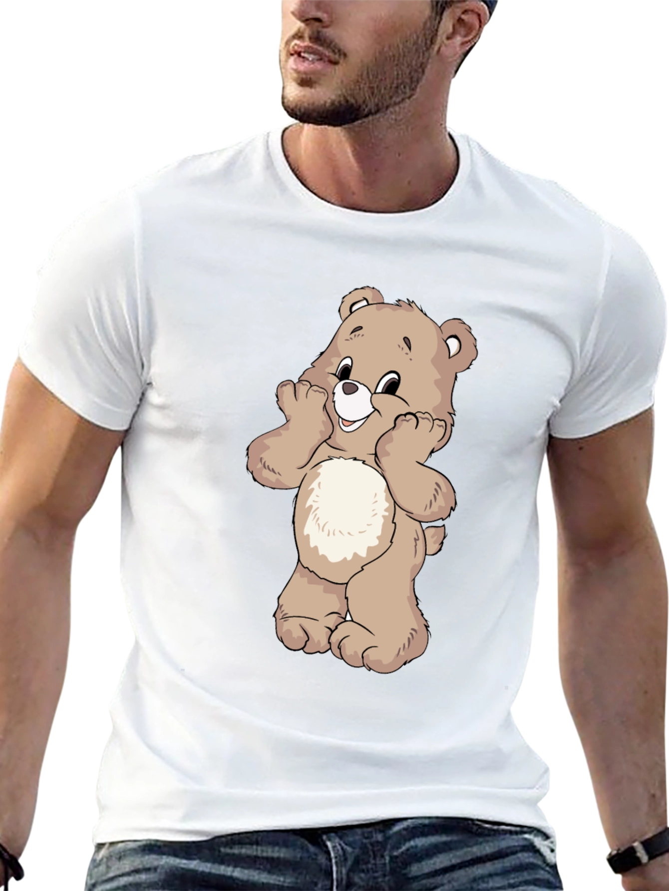 Black Cute Bear Graphic Black T-Shirt view 13