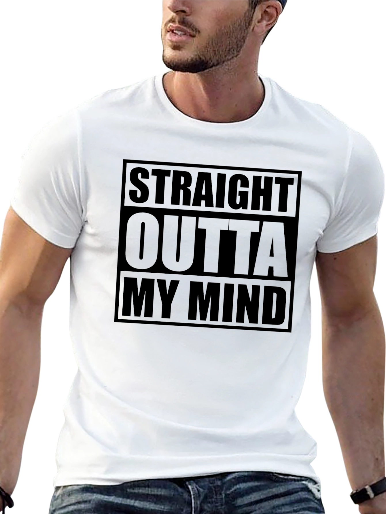 Black Straight Outta My Mind Black T-Shirt view 13