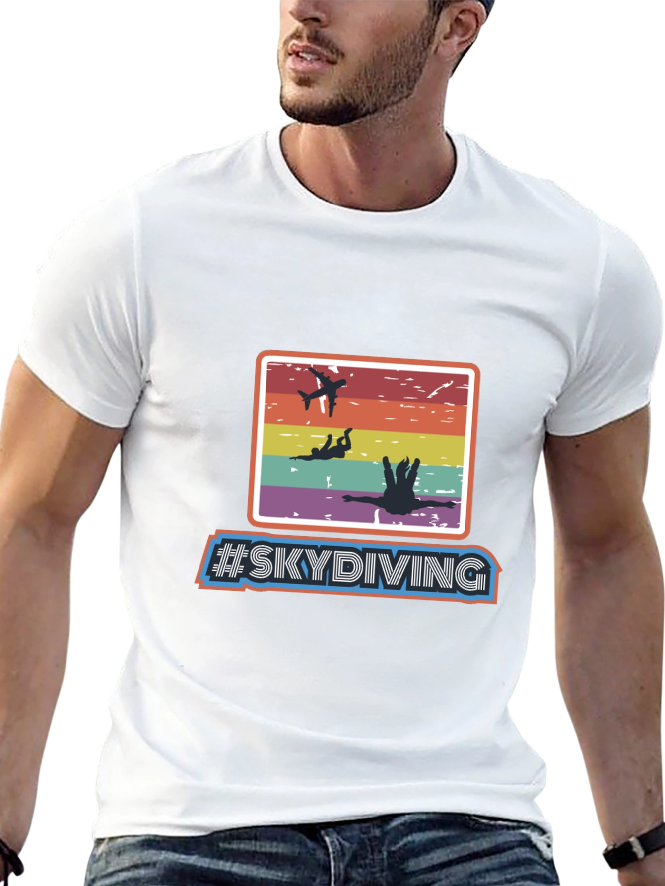 Black Skydiving Retro T-Shirt - Adventure Seeker Apparel view 13