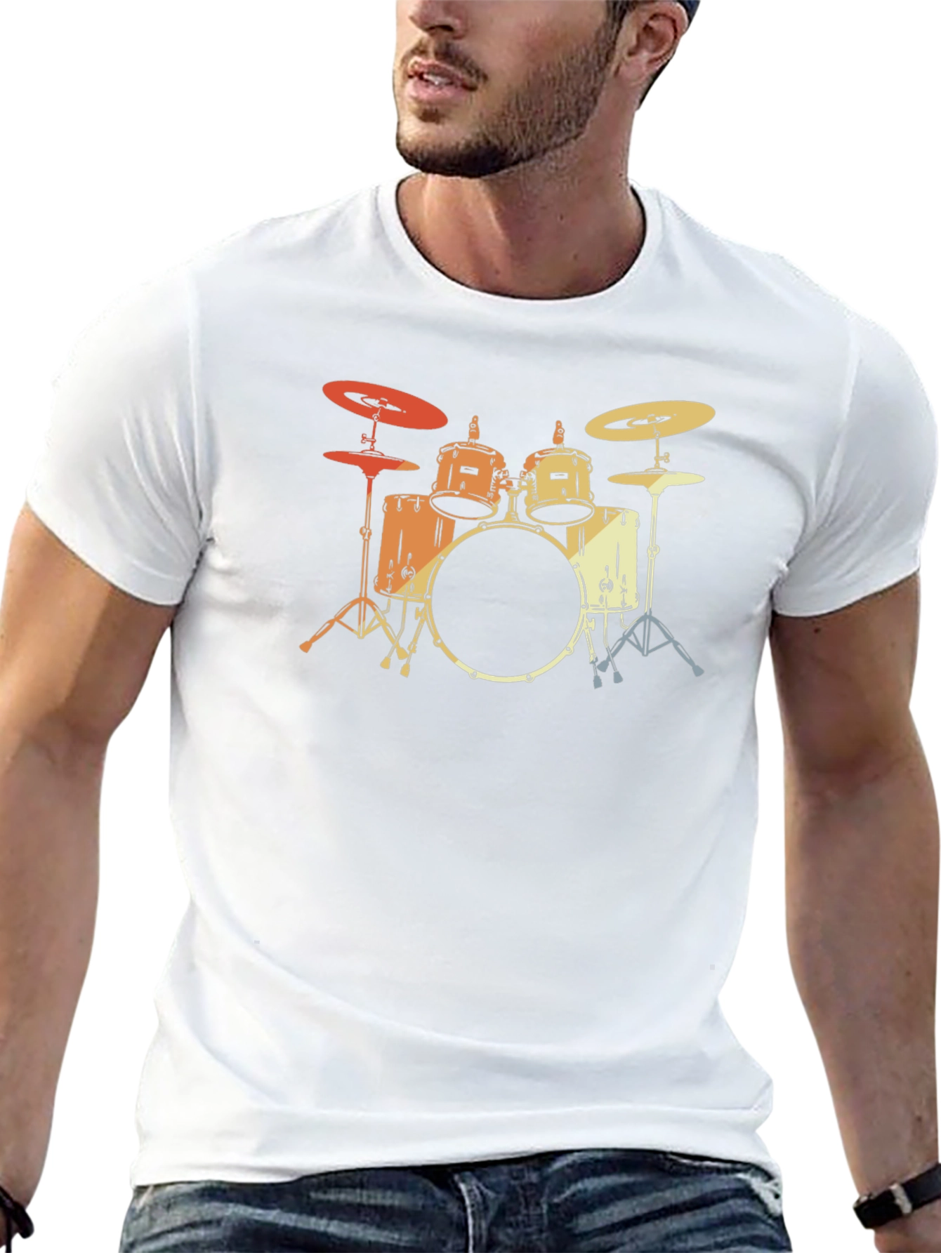 Black Vintage Drum Set Graphic Tee - Musician T-Shirt view 13