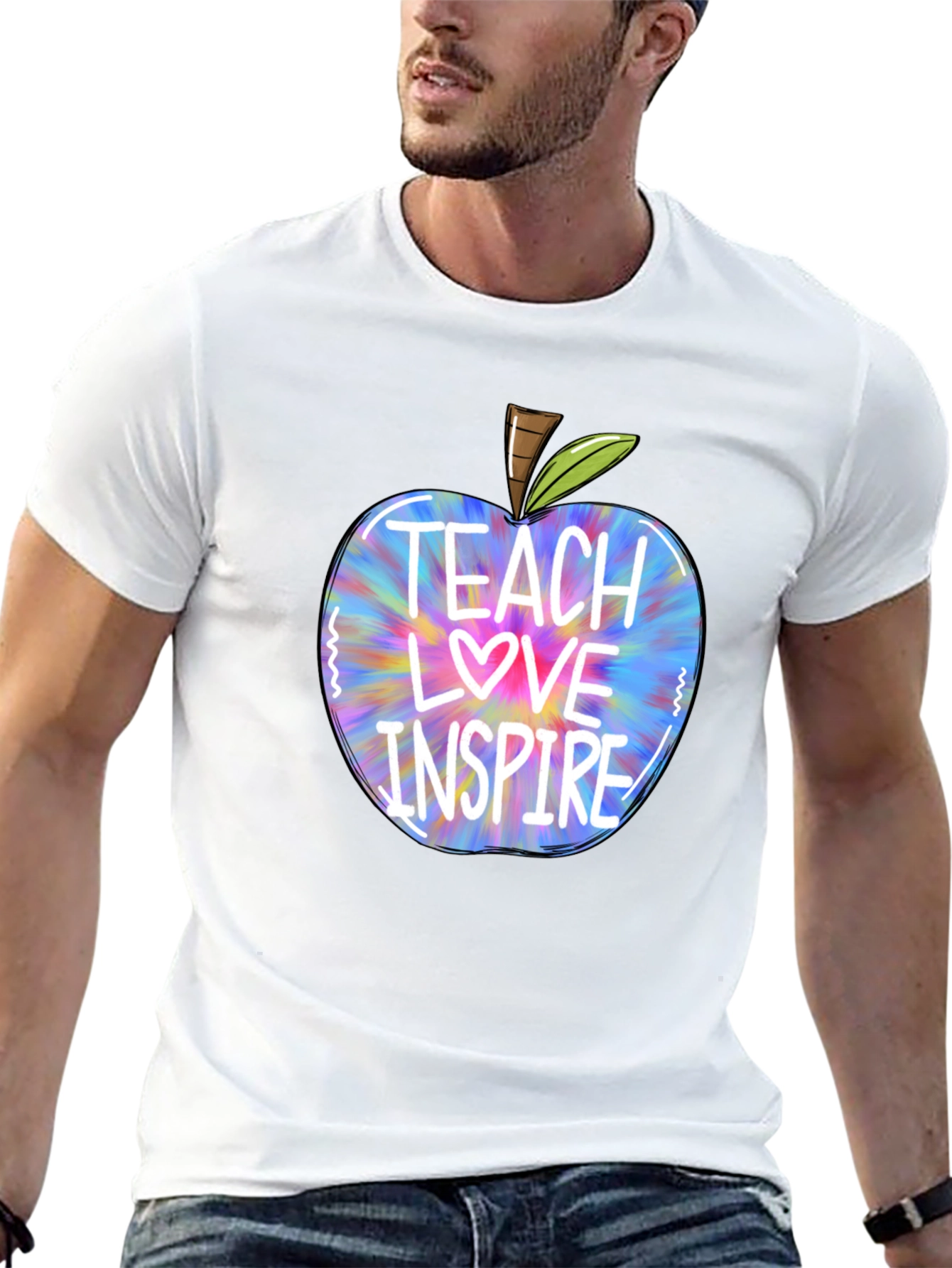 Black Teacher Apple T-Shirt - Teach Love Inspire view 13