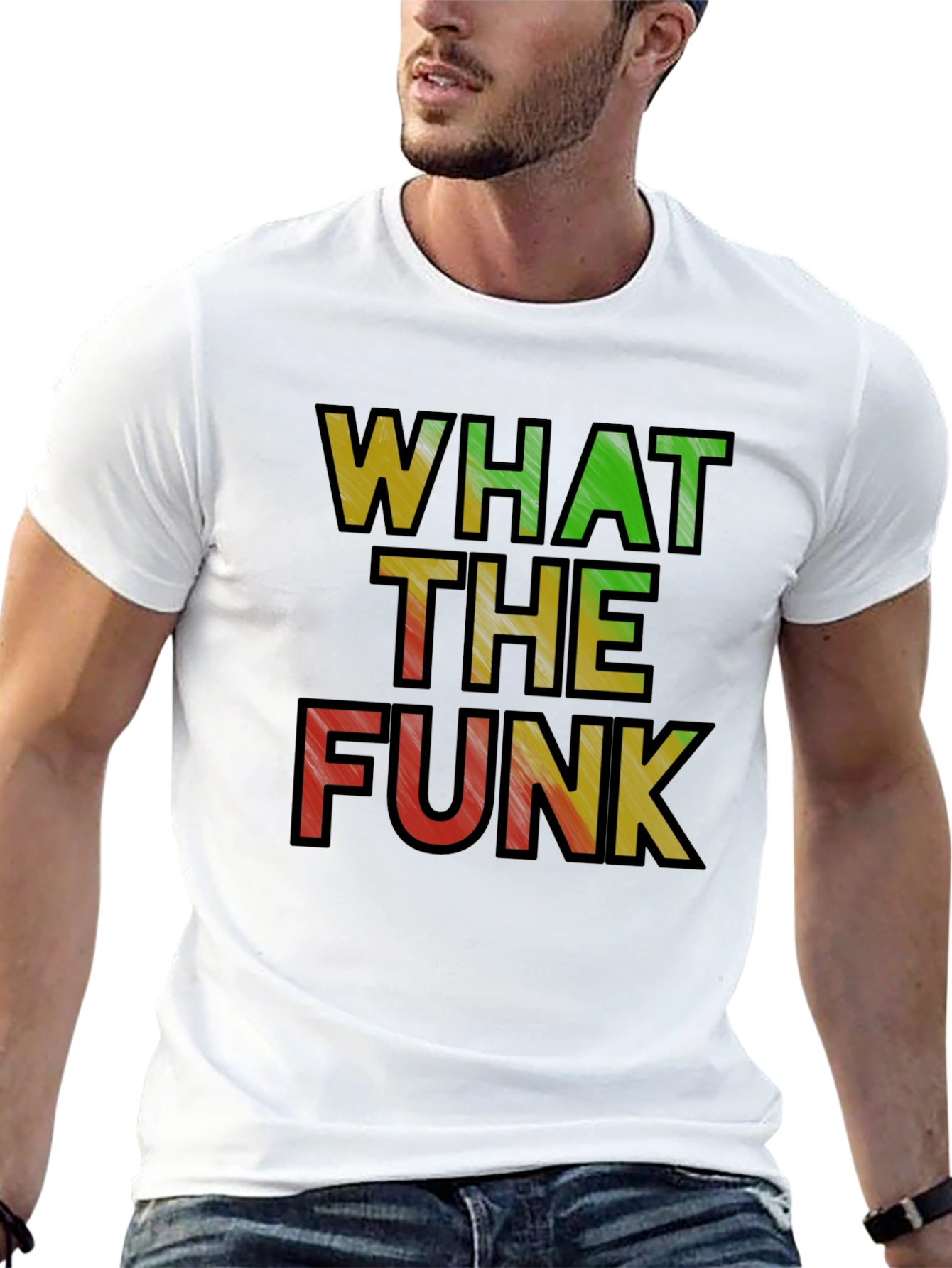 Black What the Funk T-Shirt - Rasta Colors Black Tee view 13