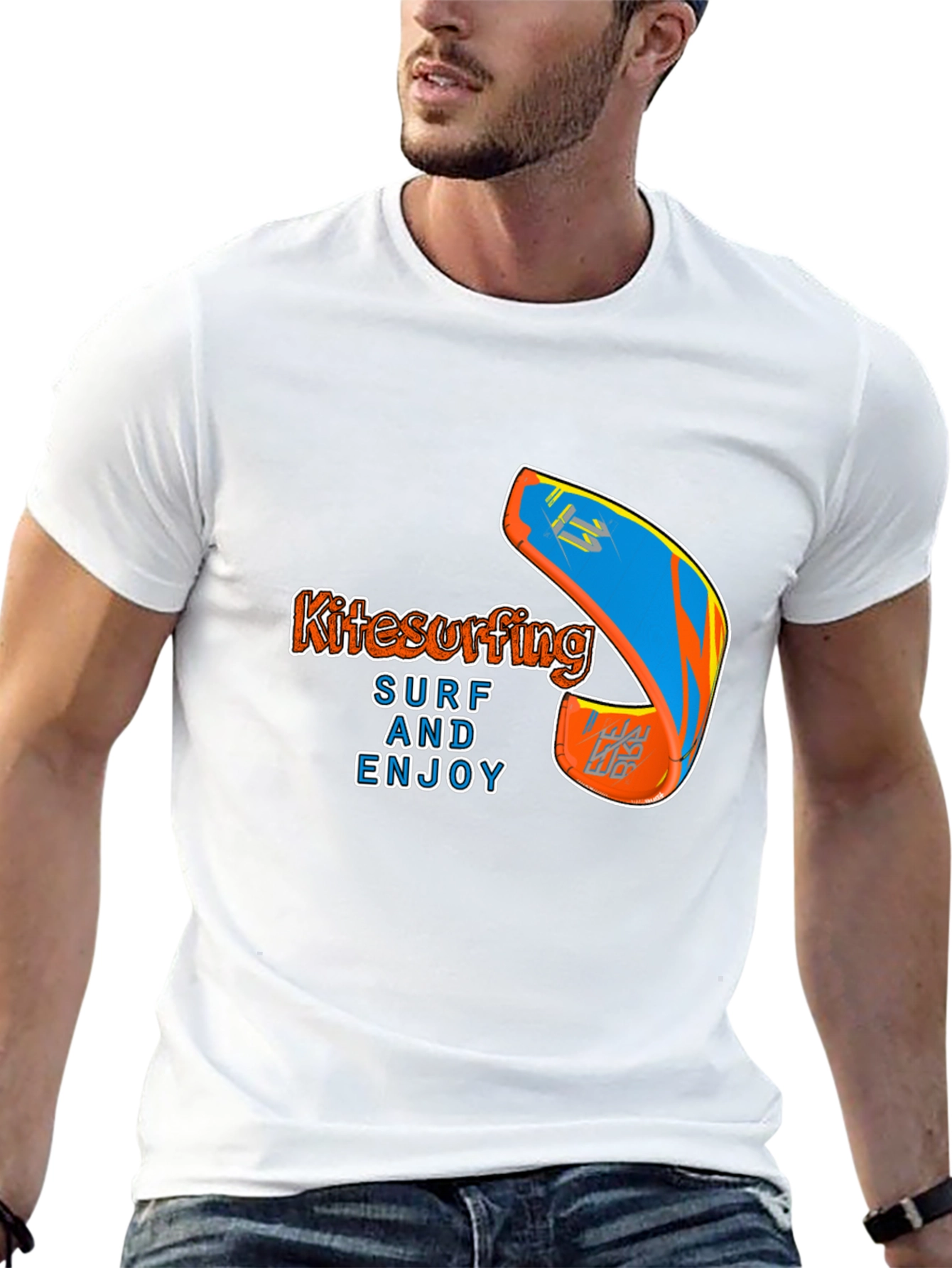 Black Kitesurfing Surf & Enjoy Graphic Tee view 13