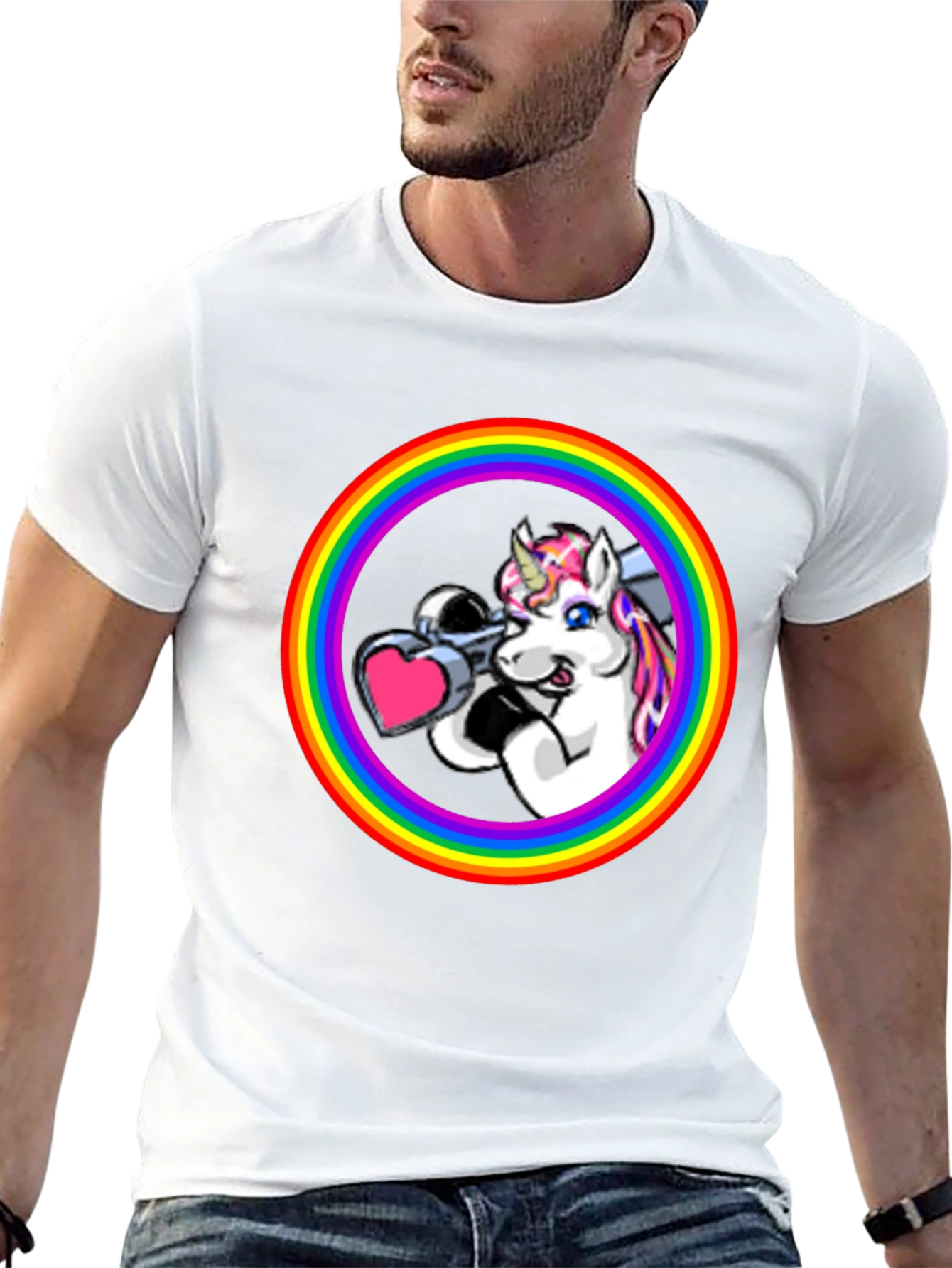 Black Unicorn Bazooka Rainbow T-Shirt view 13