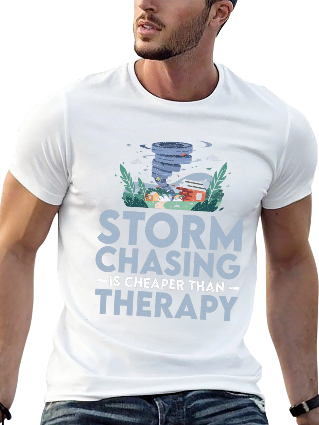 Black Storm Chasing Therapy T-Shirt view 13