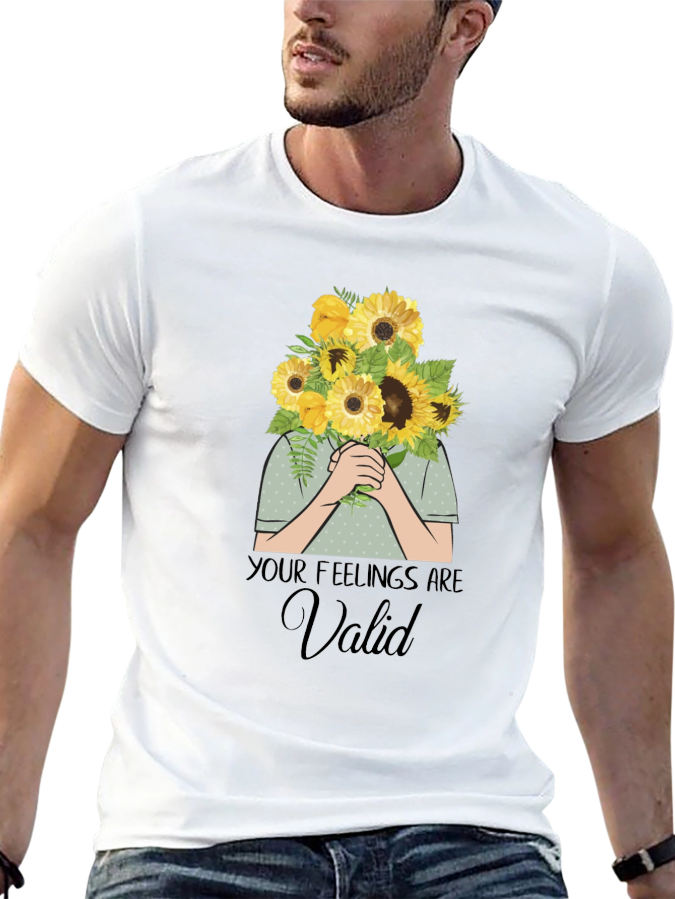 Black Your Feelings Are Valid T-Shirt - Sunflower Bouquet Graphic view 13