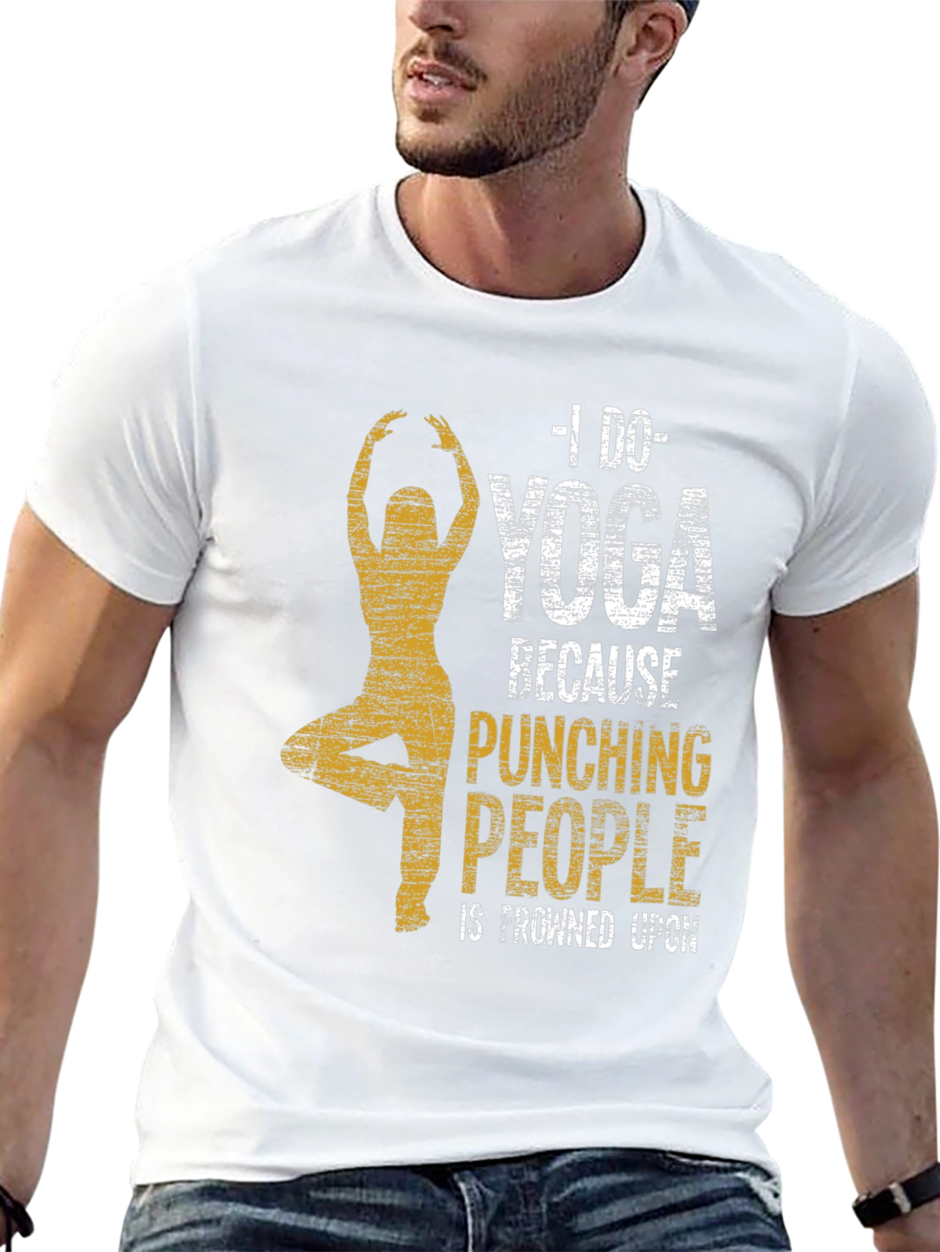 Black Yoga Graphic Tee - Punching People Is Frowned Upon view 13
