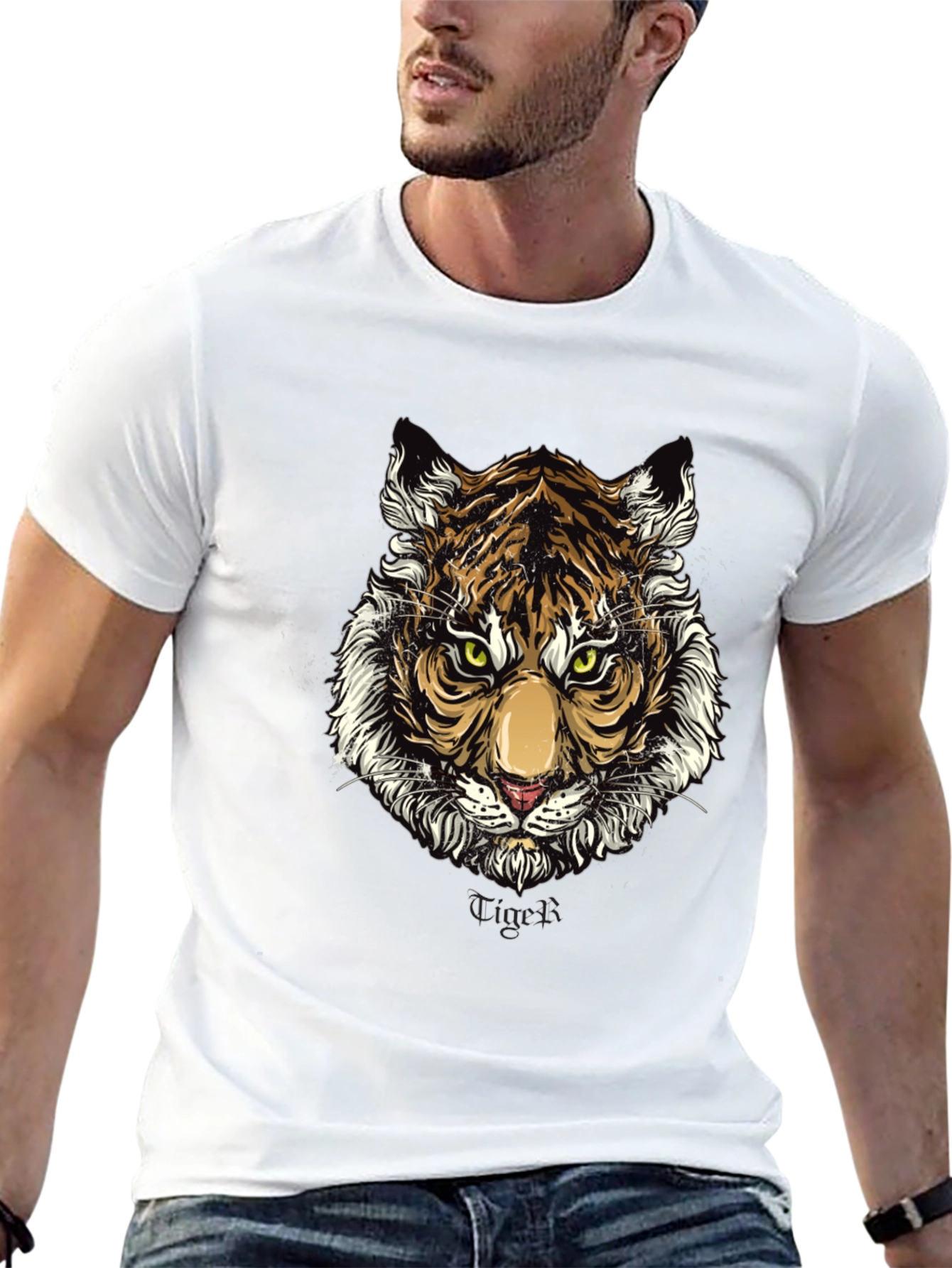 Black Tiger Graphic Print Black T-Shirt view 13