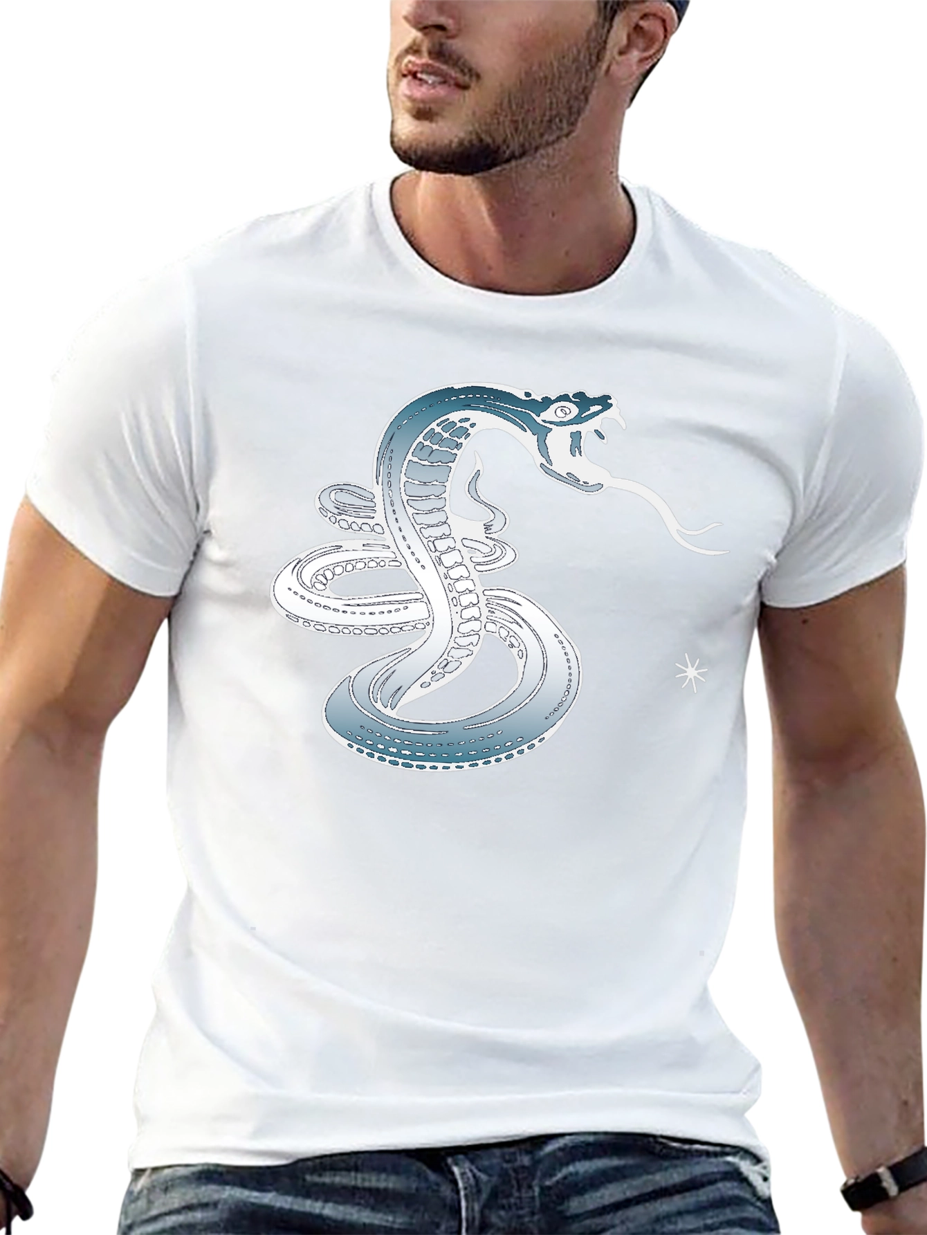 Black Serpent Strike Tee - Cool Snake Graphic T-Shirt view 13