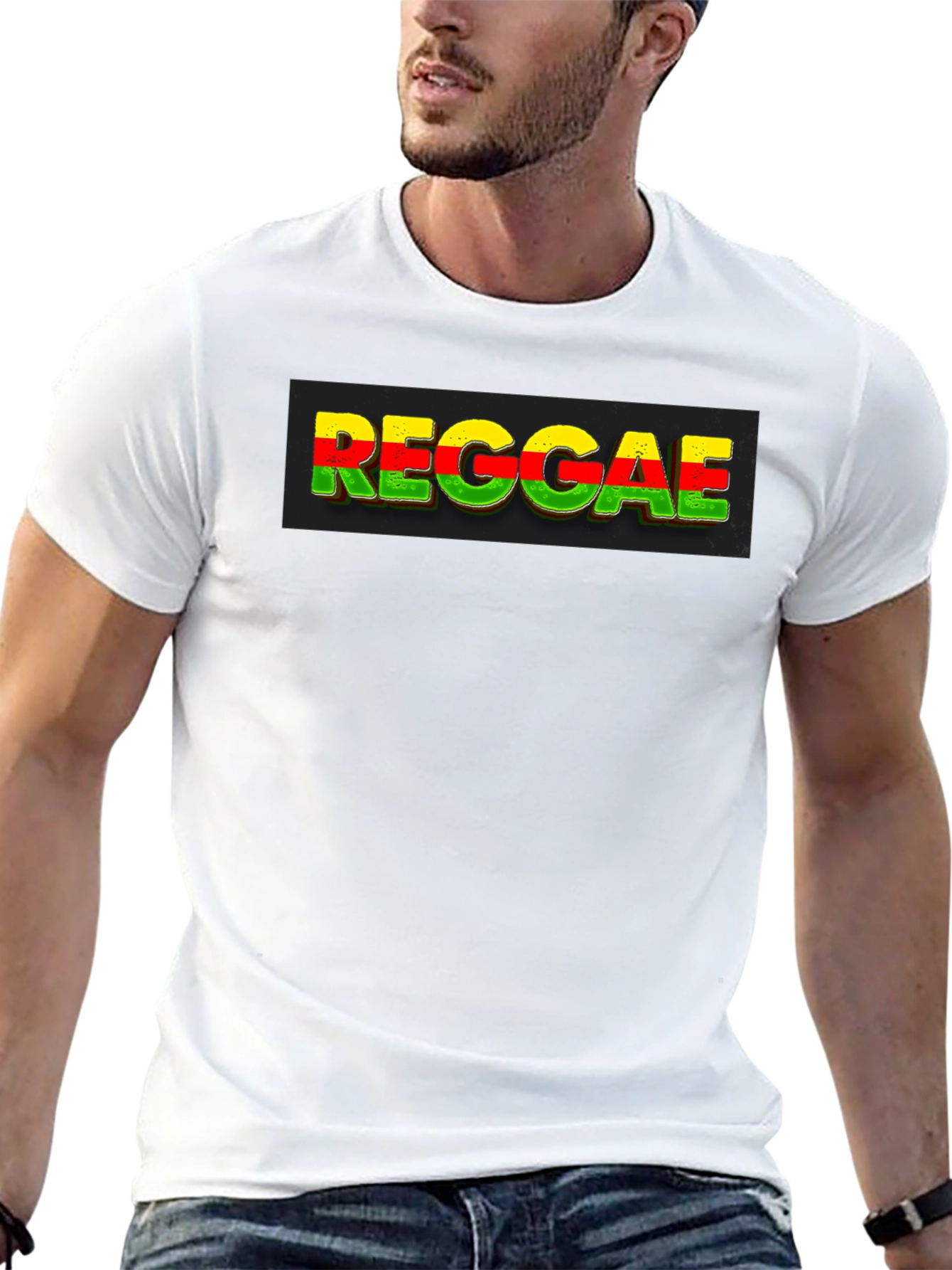 Black Reggae T-Shirt - Rasta Colors, Unique Design view 13
