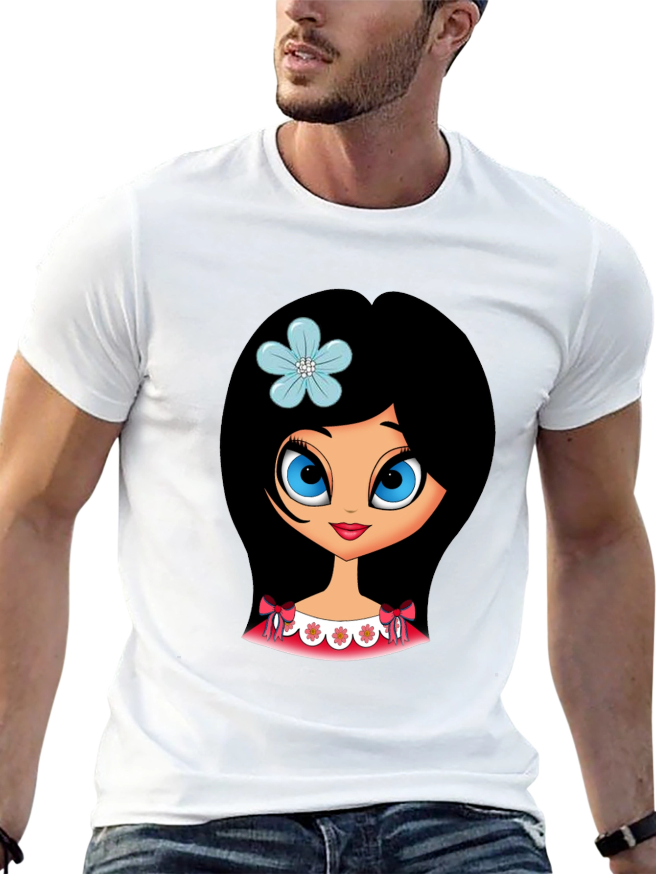 Black Cute Cartoon Girl Graphic T-Shirt view 13