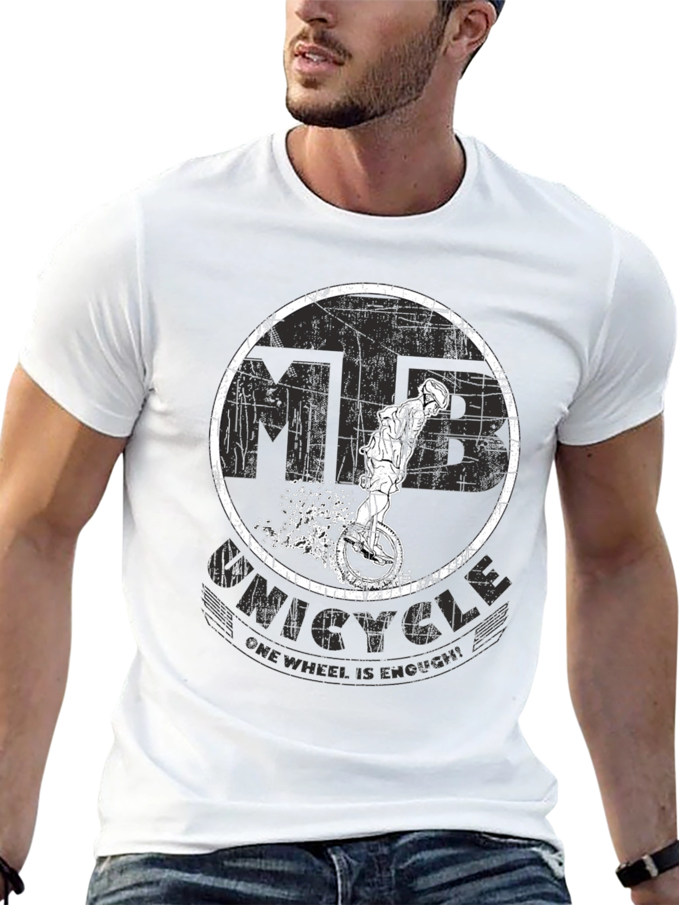 Black Unicycle T-Shirt - One Wheel Is Enough! view 13