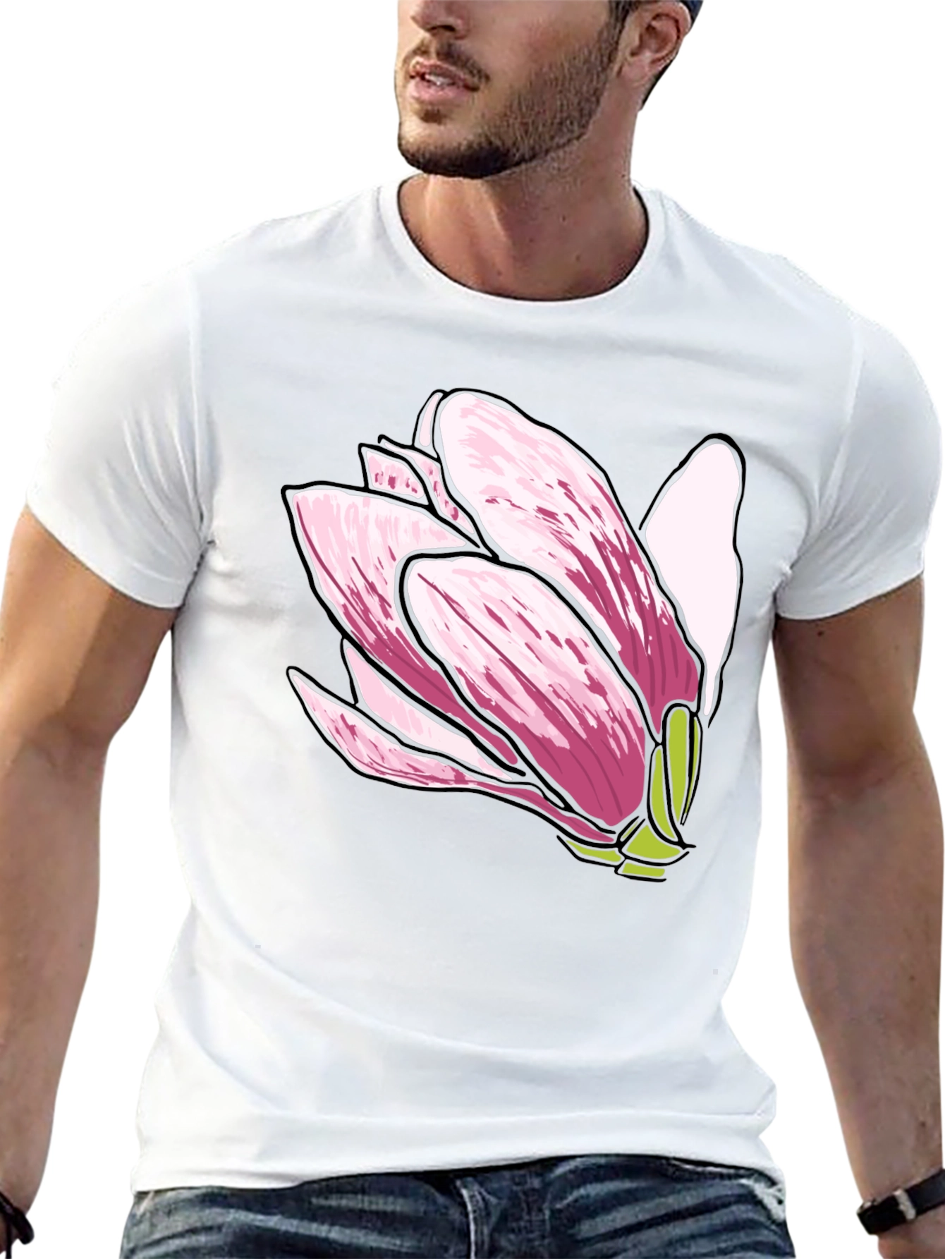 Black Magnolia Flower Graphic Tee - Soft Cotton Comfort view 13