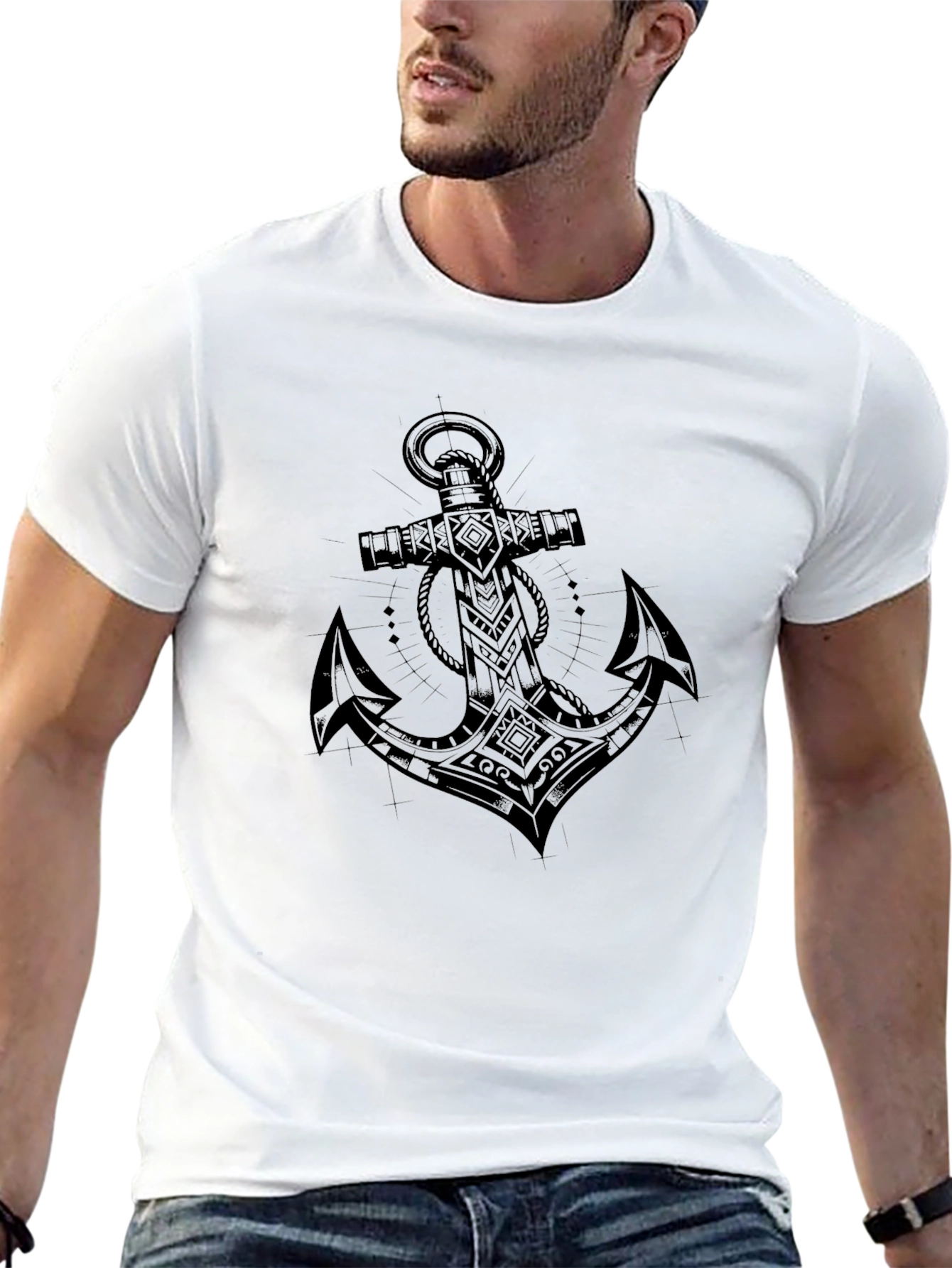Black Anchor Graphic Black Tee - Nautical Style view 13