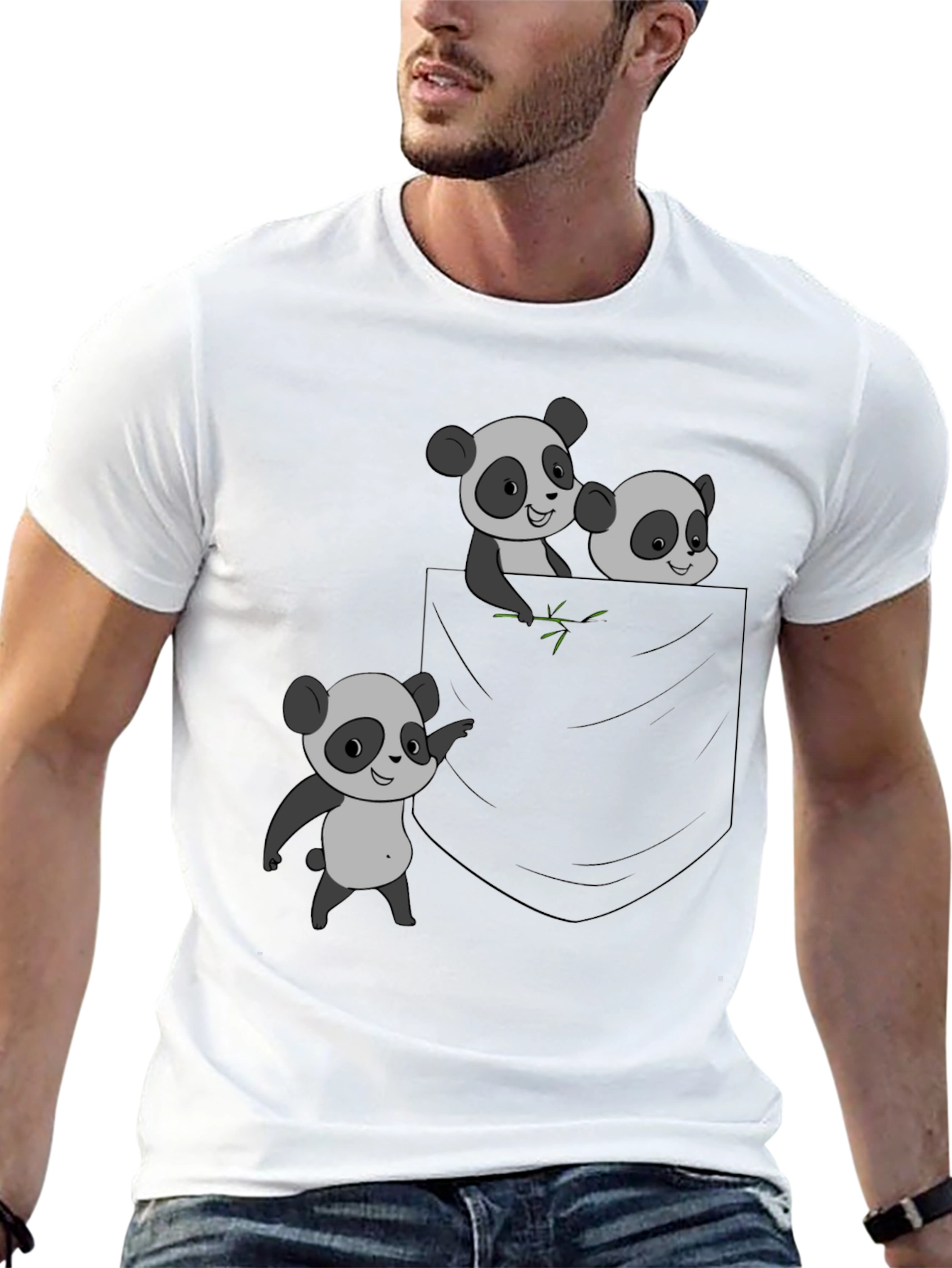 Black Panda Pocket Graphic Tee - Casual & Cute! view 13