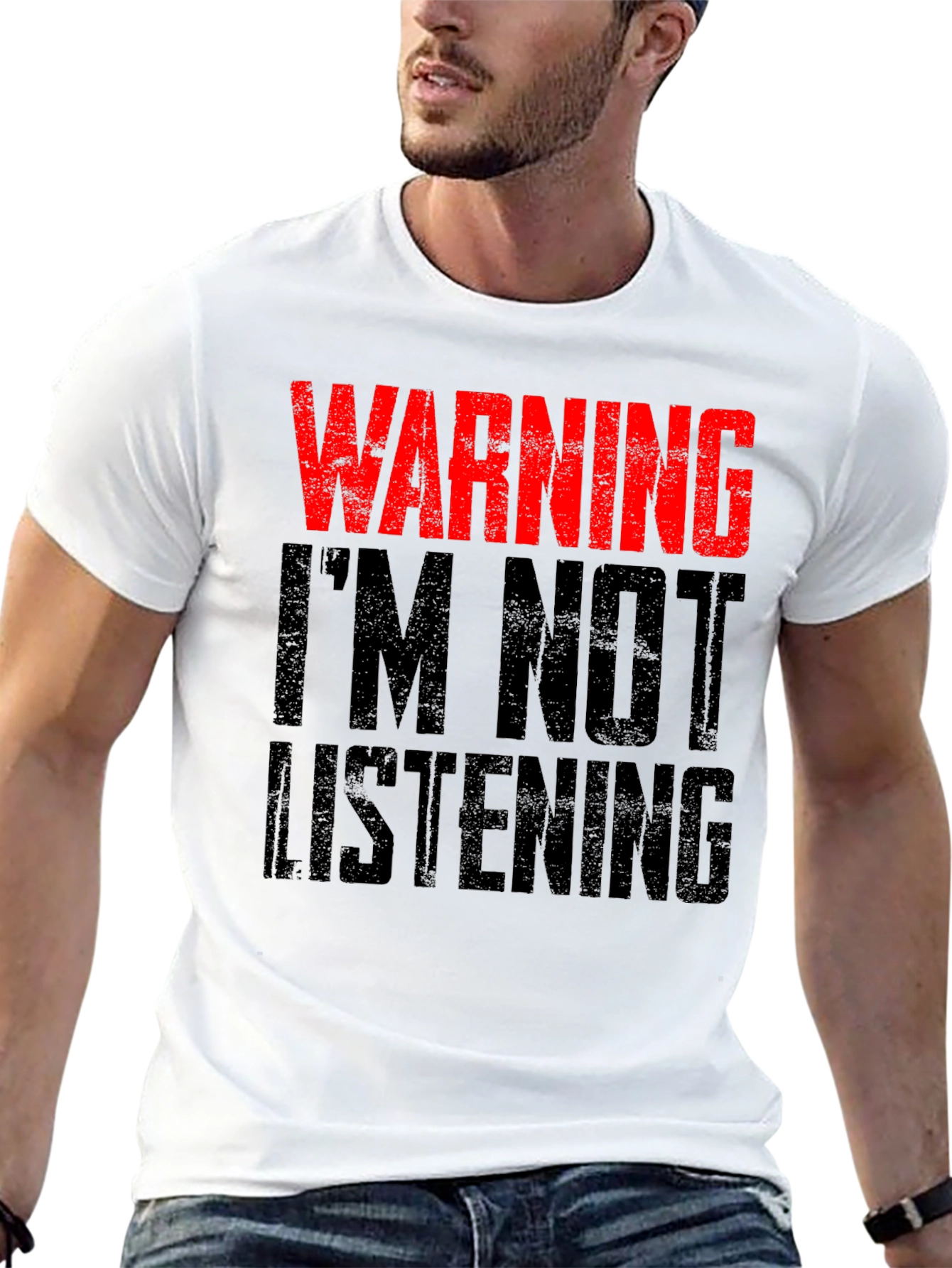 Black Warning I'm Not Listening T-Shirt view 13