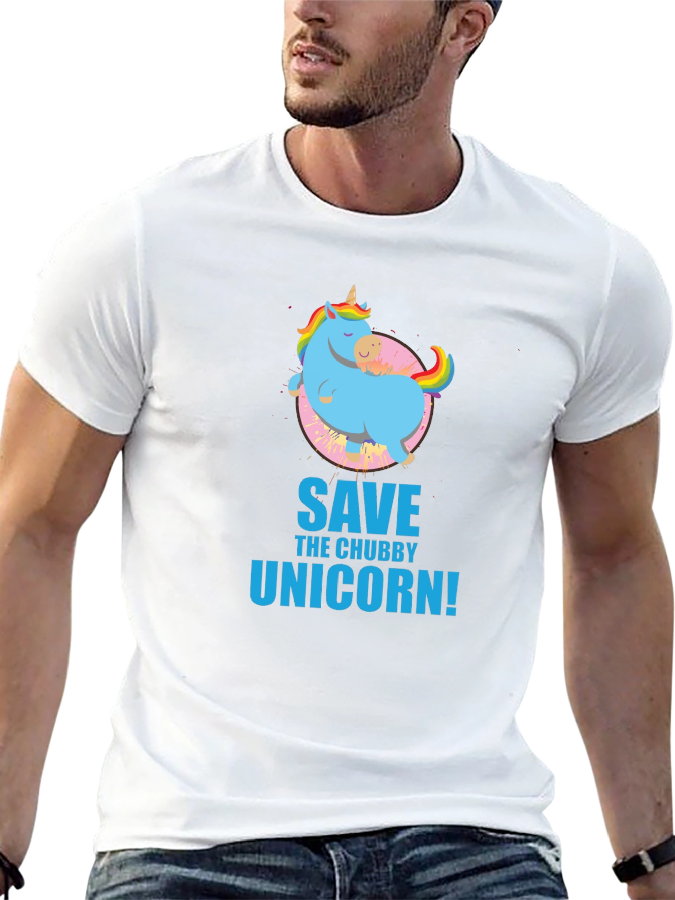 Black Save the Chubby Unicorn Black T-Shirt view 13