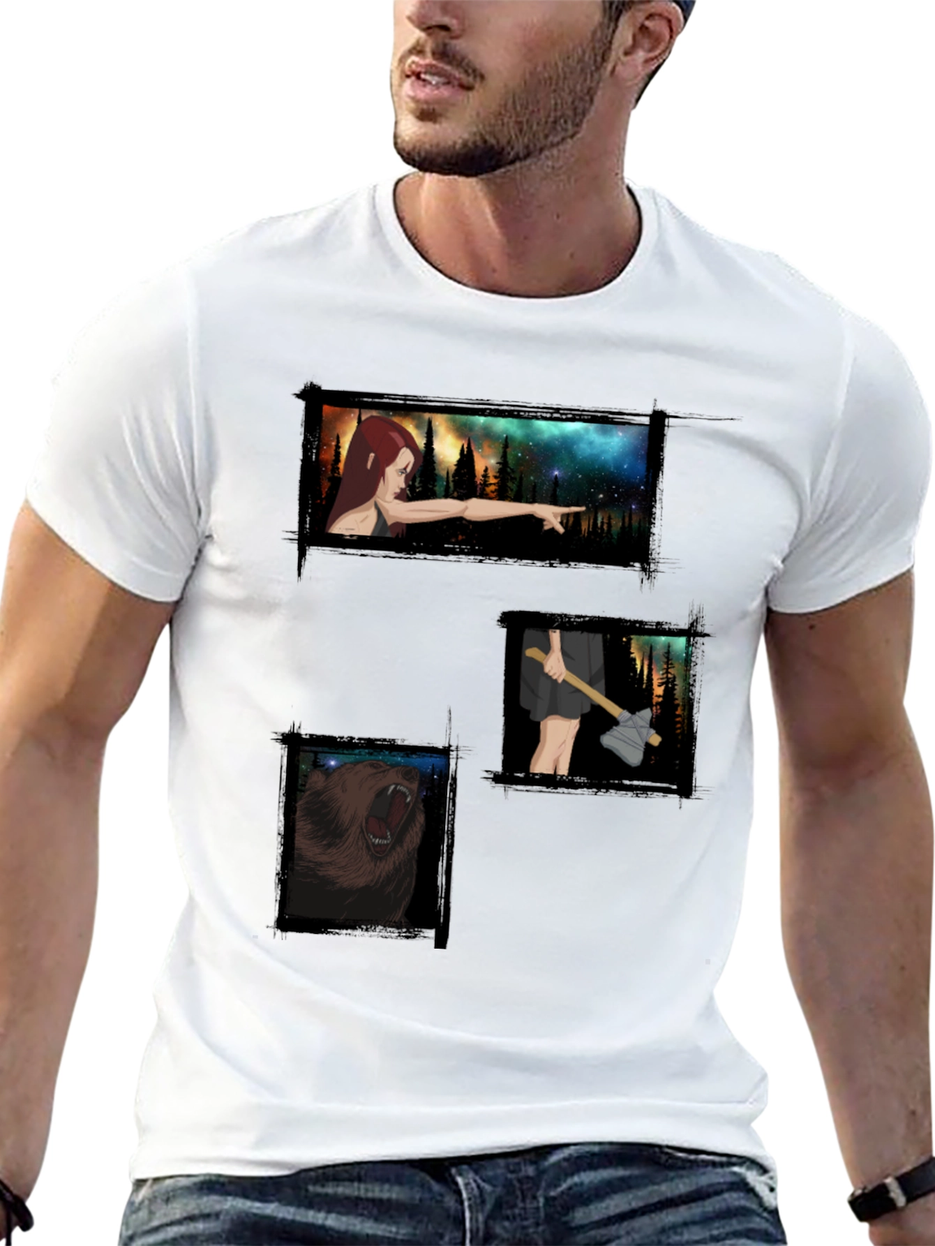 Black Printed Graphic Tee - Forest Adventure view 13