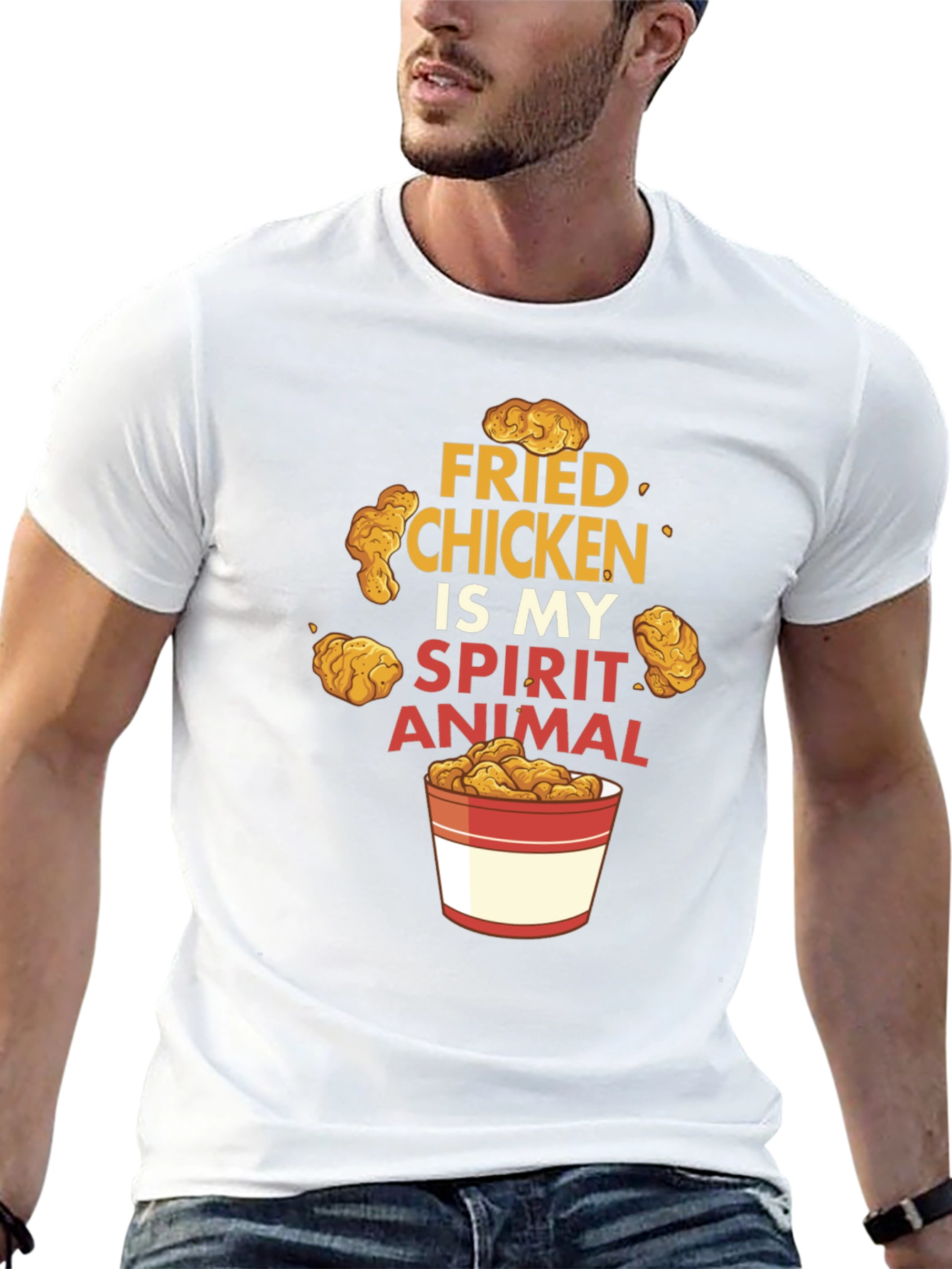 Black Fried Chicken Spirit Animal Black Graphic T-Shirt view 13