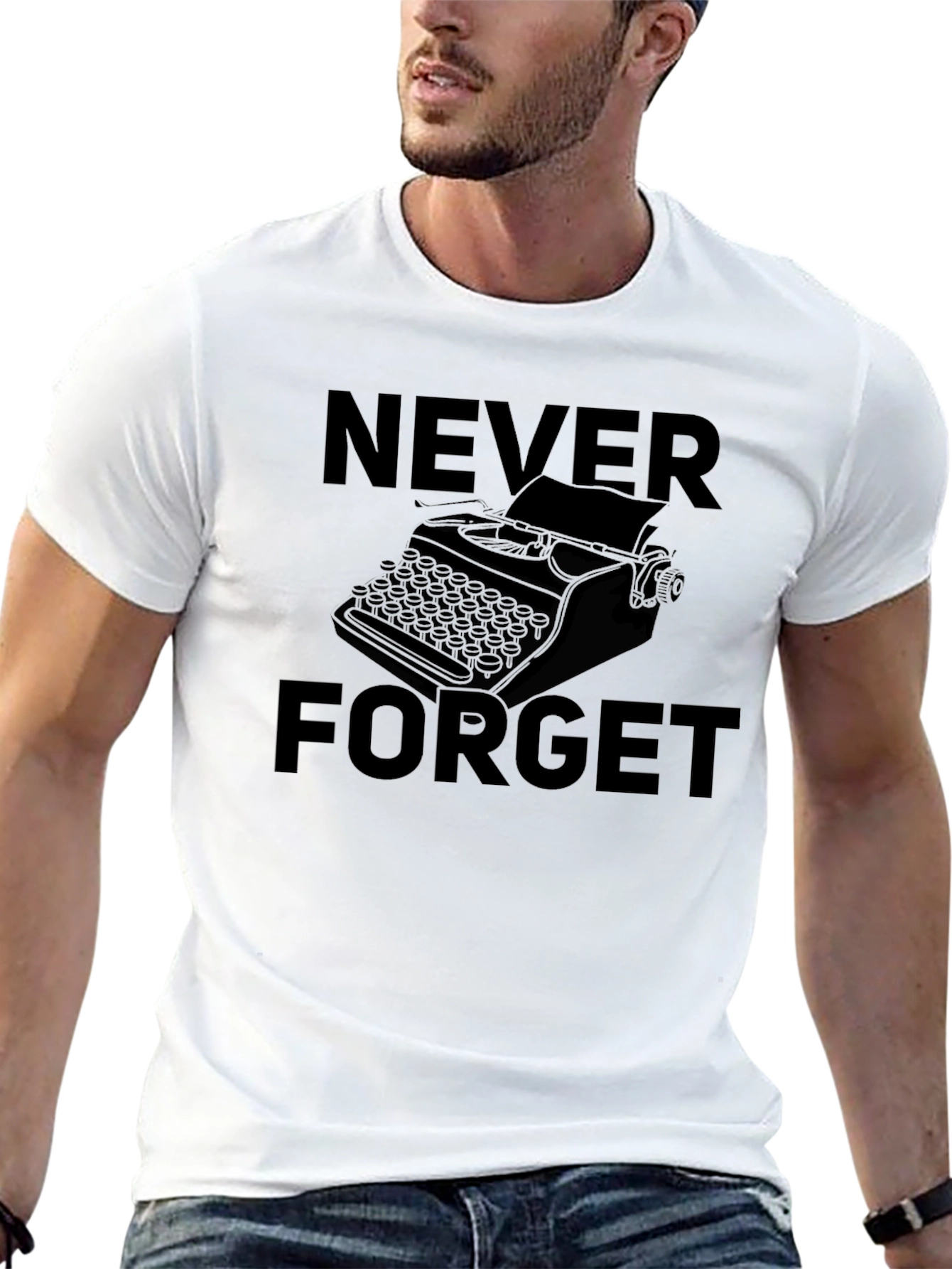 Black Never Forget Typewriter Graphic Tee - Black view 13
