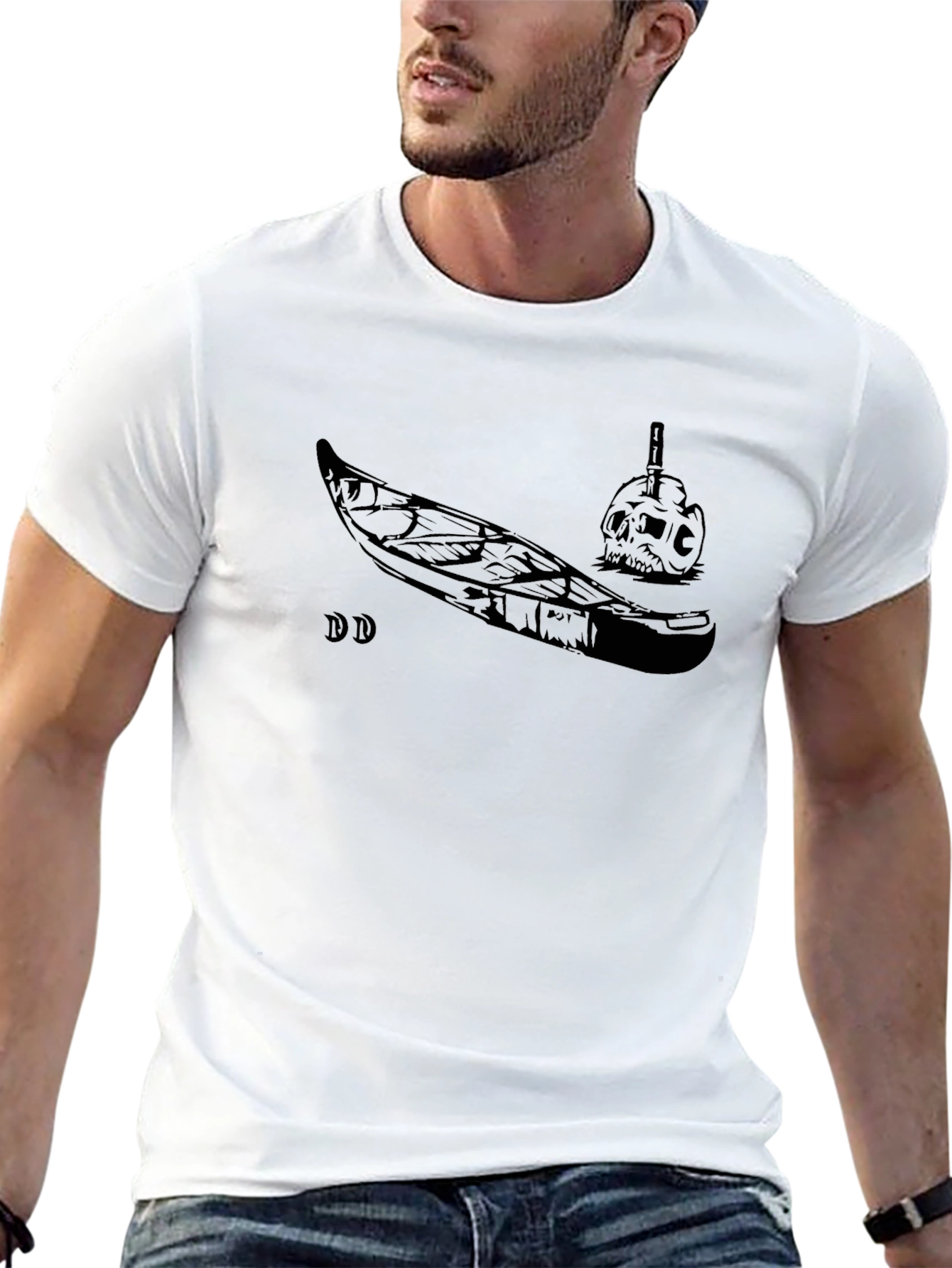 Black Skull & Canoe Graphic T-Shirt - Premium Cotton view 13