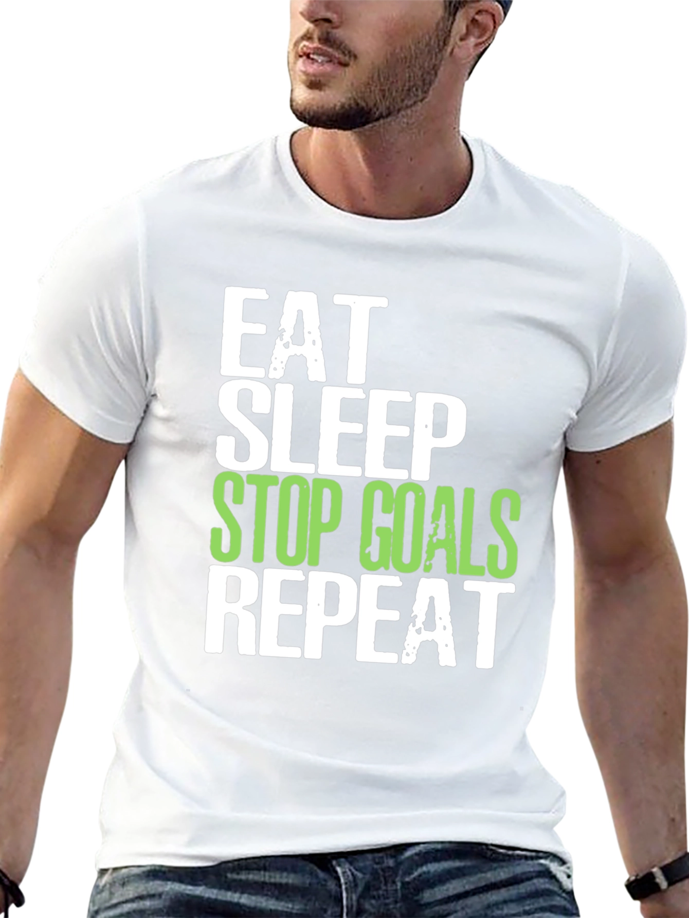 Black Eat Sleep Stop Goals Repeat T-Shirt view 13