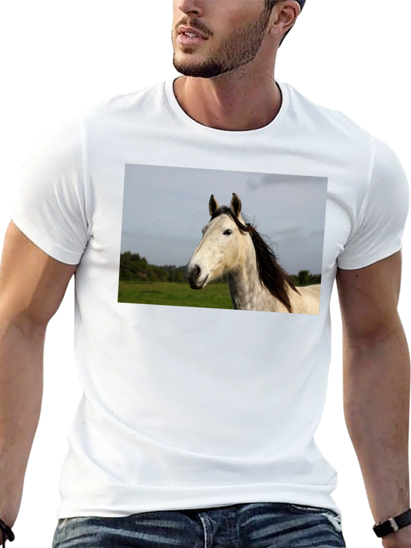 Black Horse Graphic Print Black T-Shirt view 13