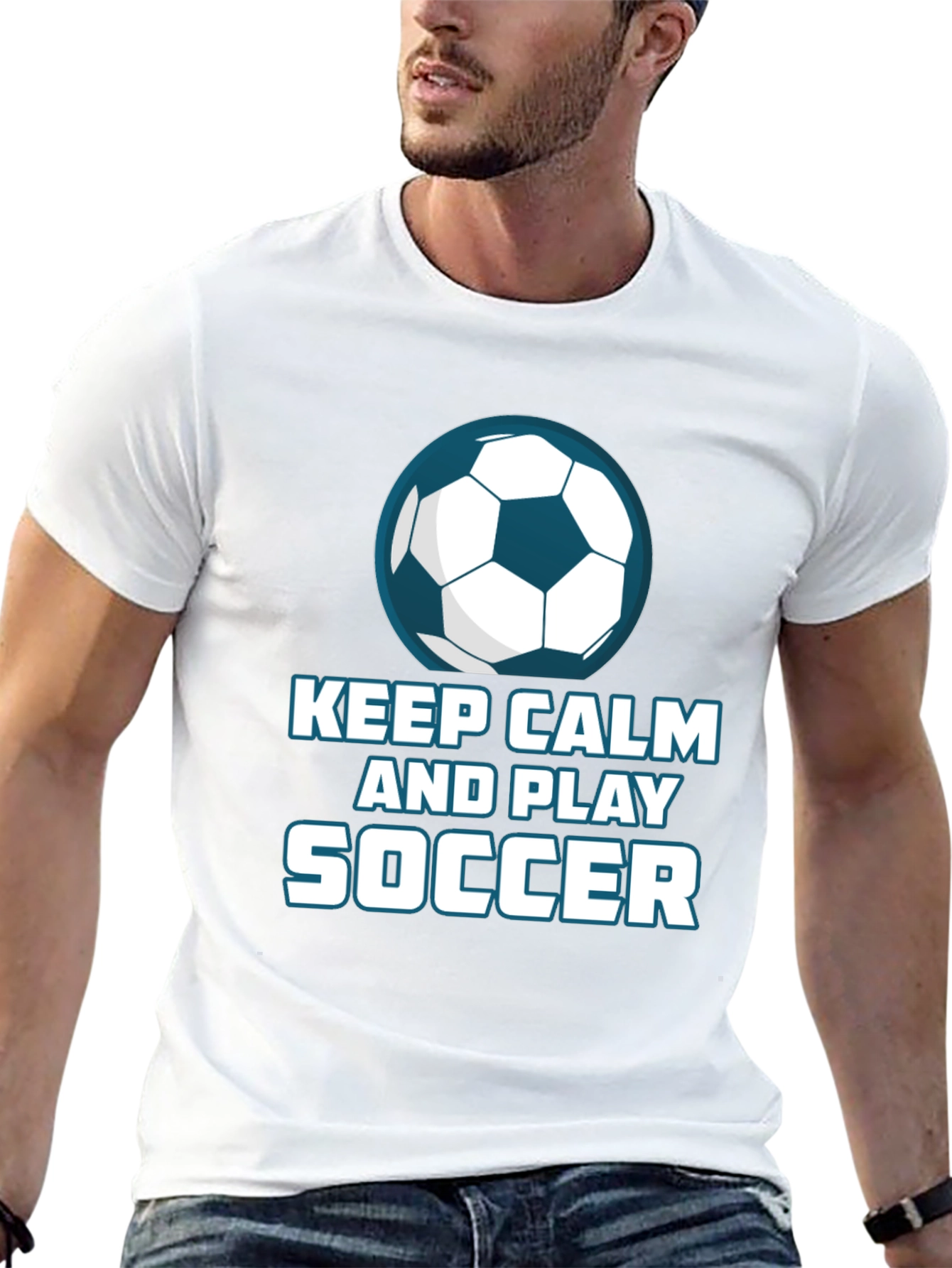 Black Keep Calm and Play Soccer T-Shirt view 13