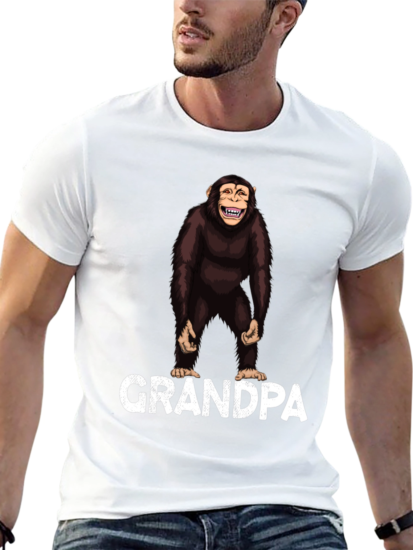 Black Grandpa Chimp T-Shirt - Funny Monkey Graphic Tee view 13