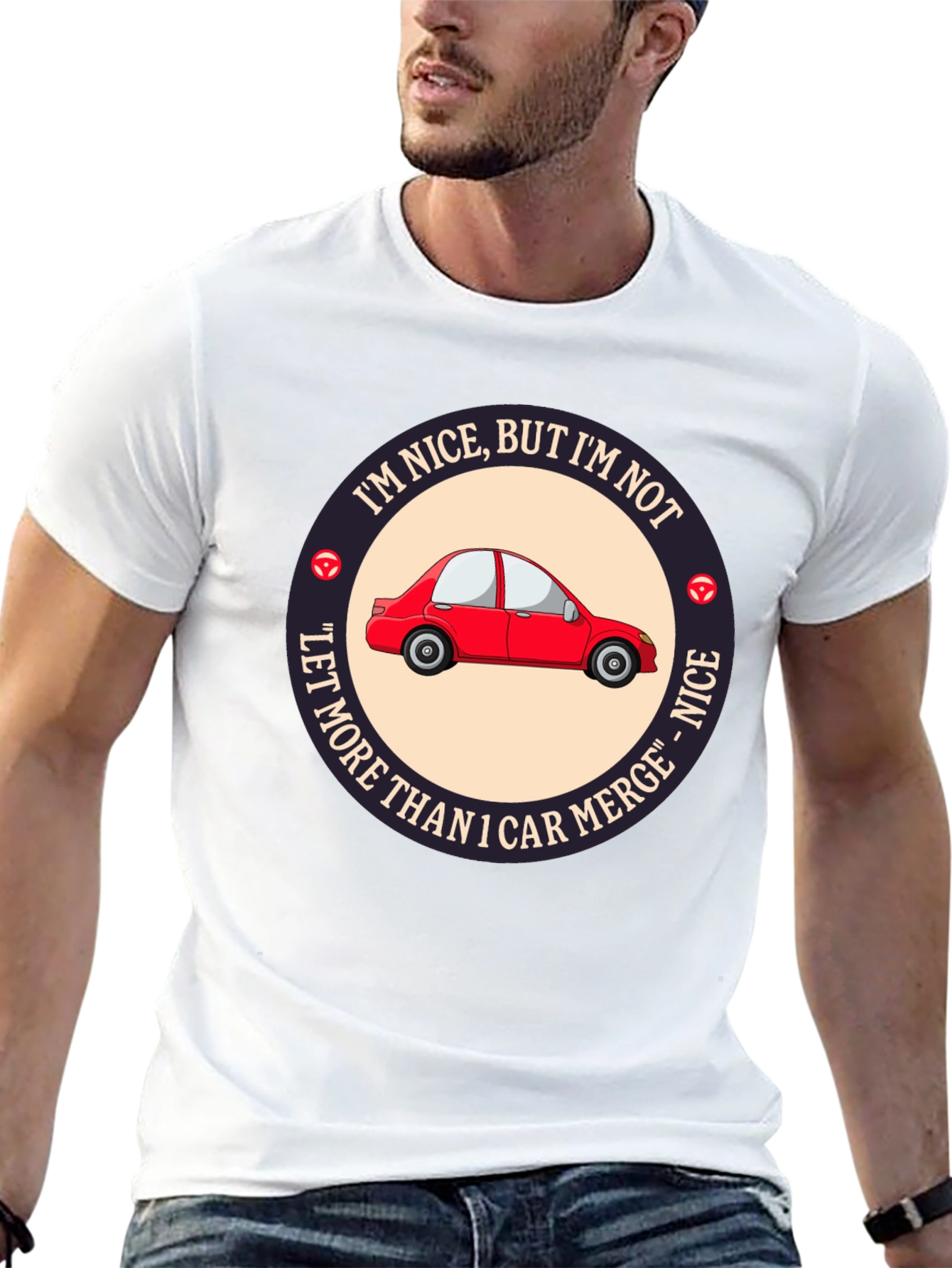 Black Funny Car Merge T-Shirt - I'm Nice But I'm Not Let More Than 1 Car Merge view 13