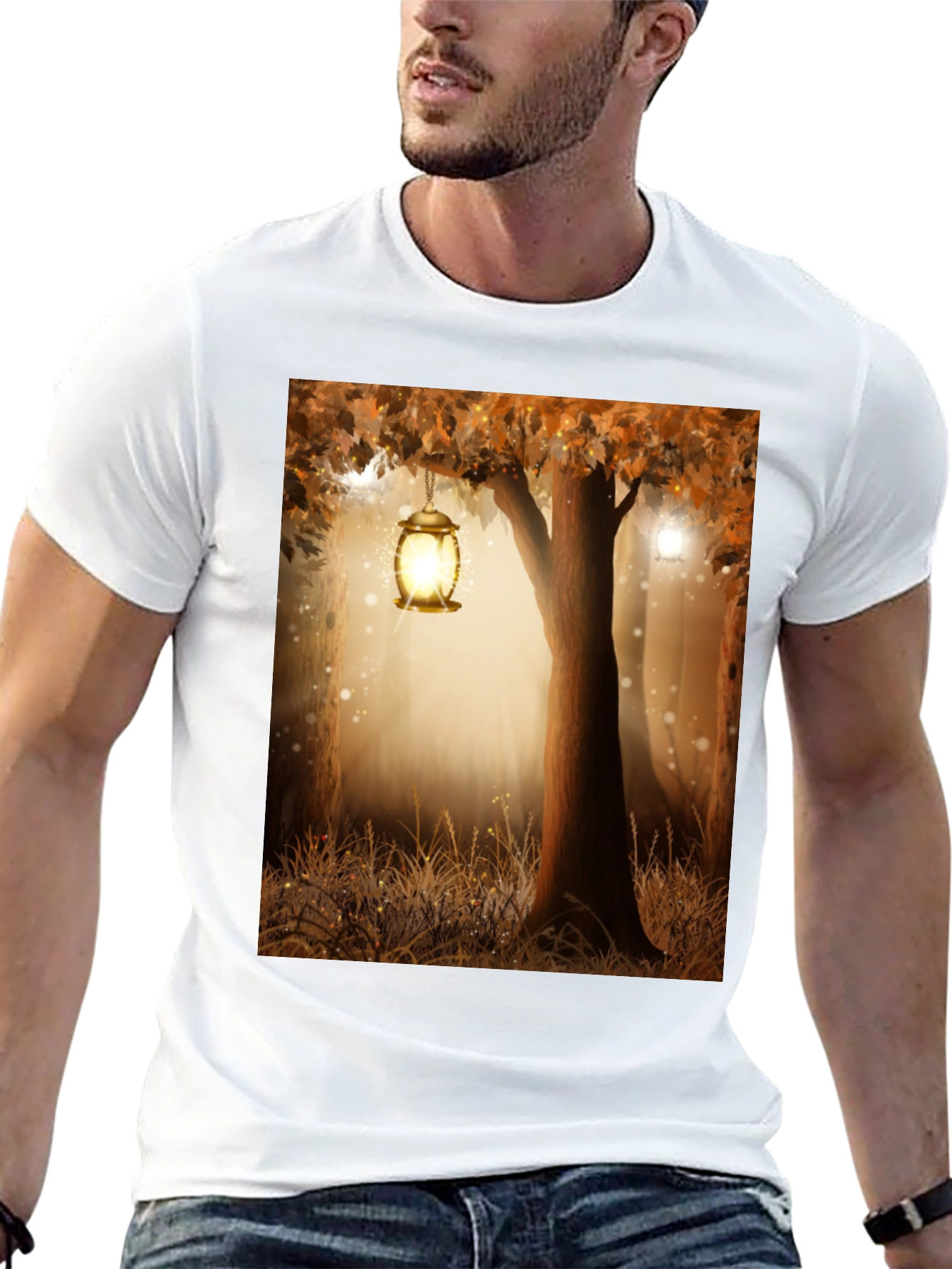 Black Enchanted Forest Lantern Black Tee view 13