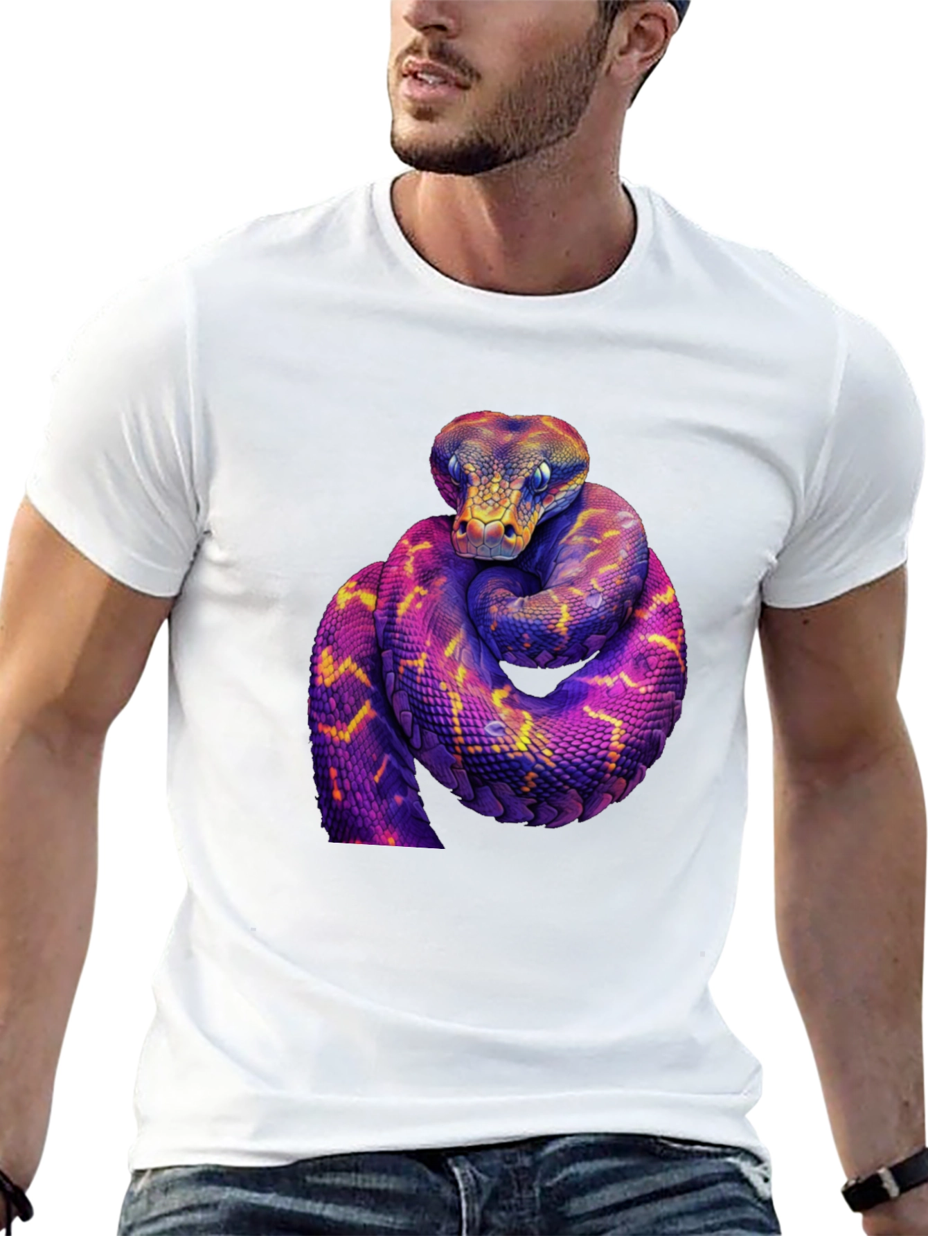 Black Vibrant Snake Graphic Tee - Bold Reptile Design view 13
