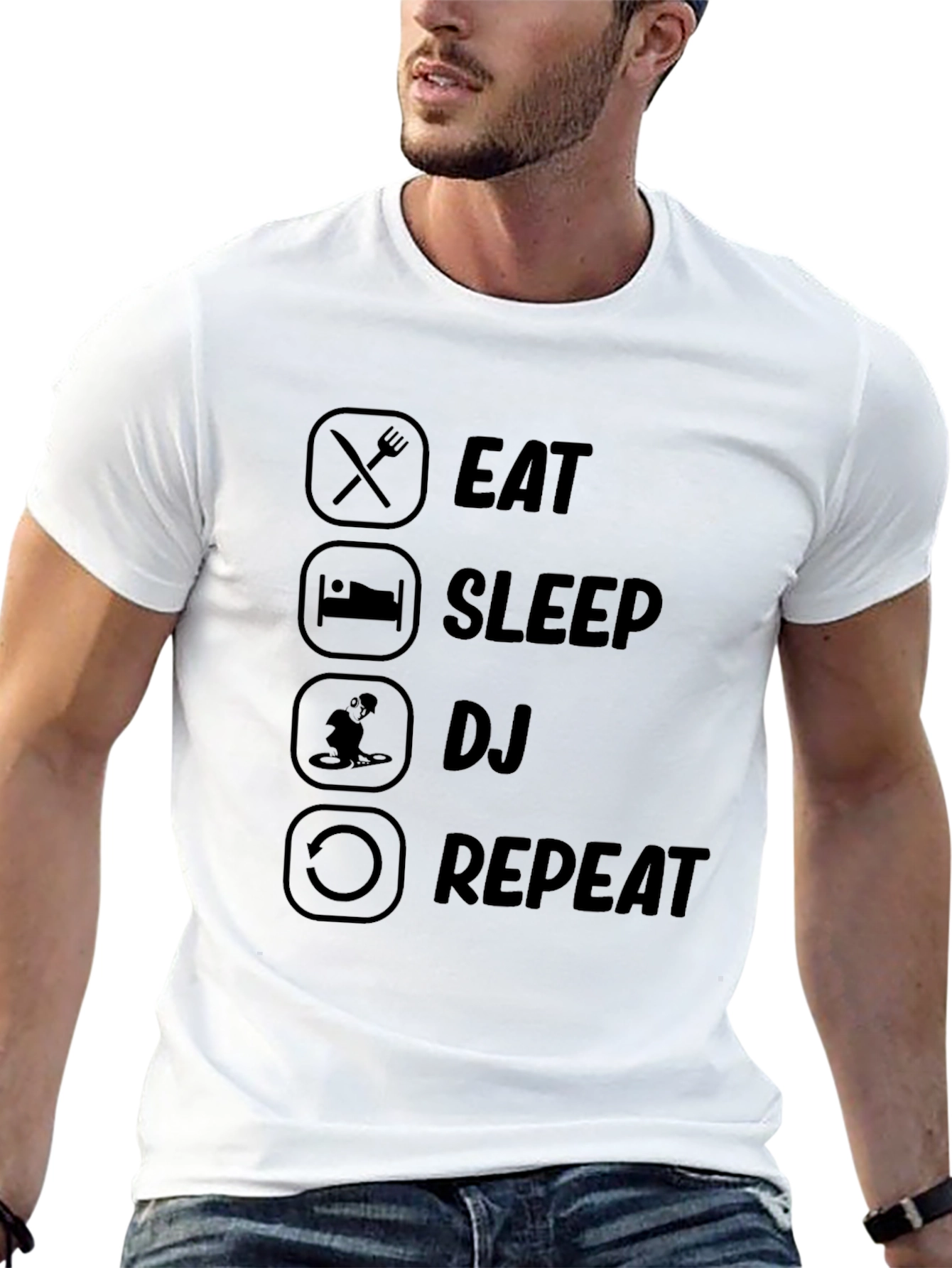 Black Eat Sleep DJ Repeat Black Graphic T-Shirt view 13