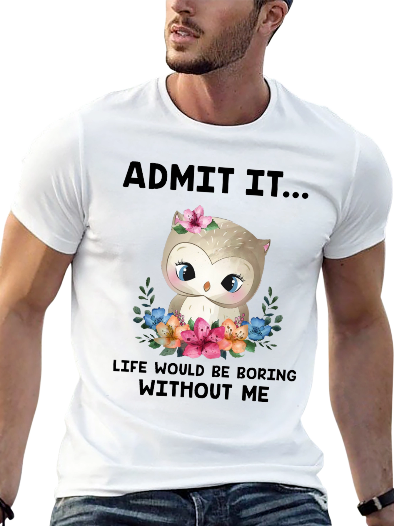 Black Cute Owl Graphic Tee - "Admit It..." view 13