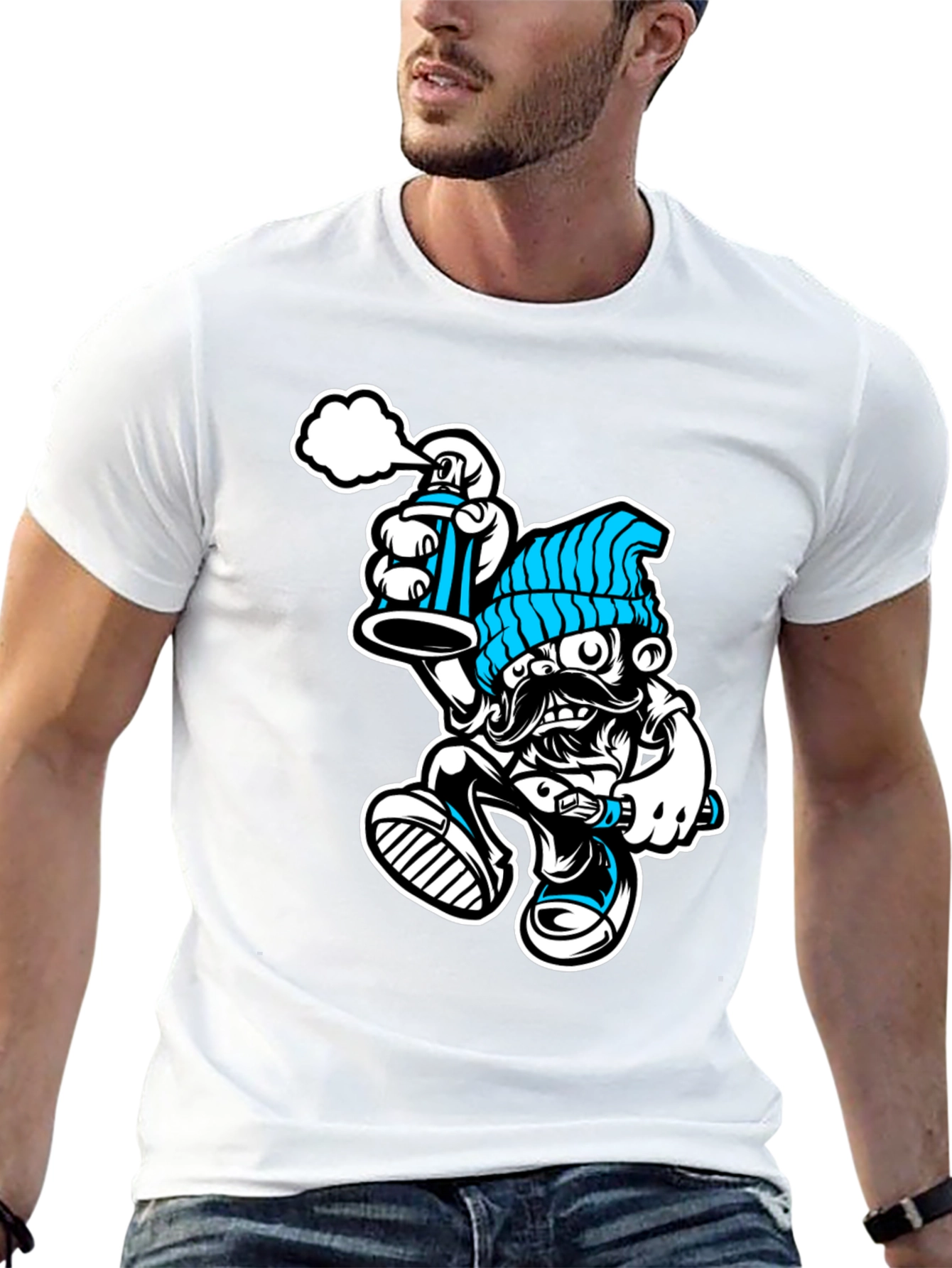 Black Cool Graphic T-Shirt: Graffiti Man view 13