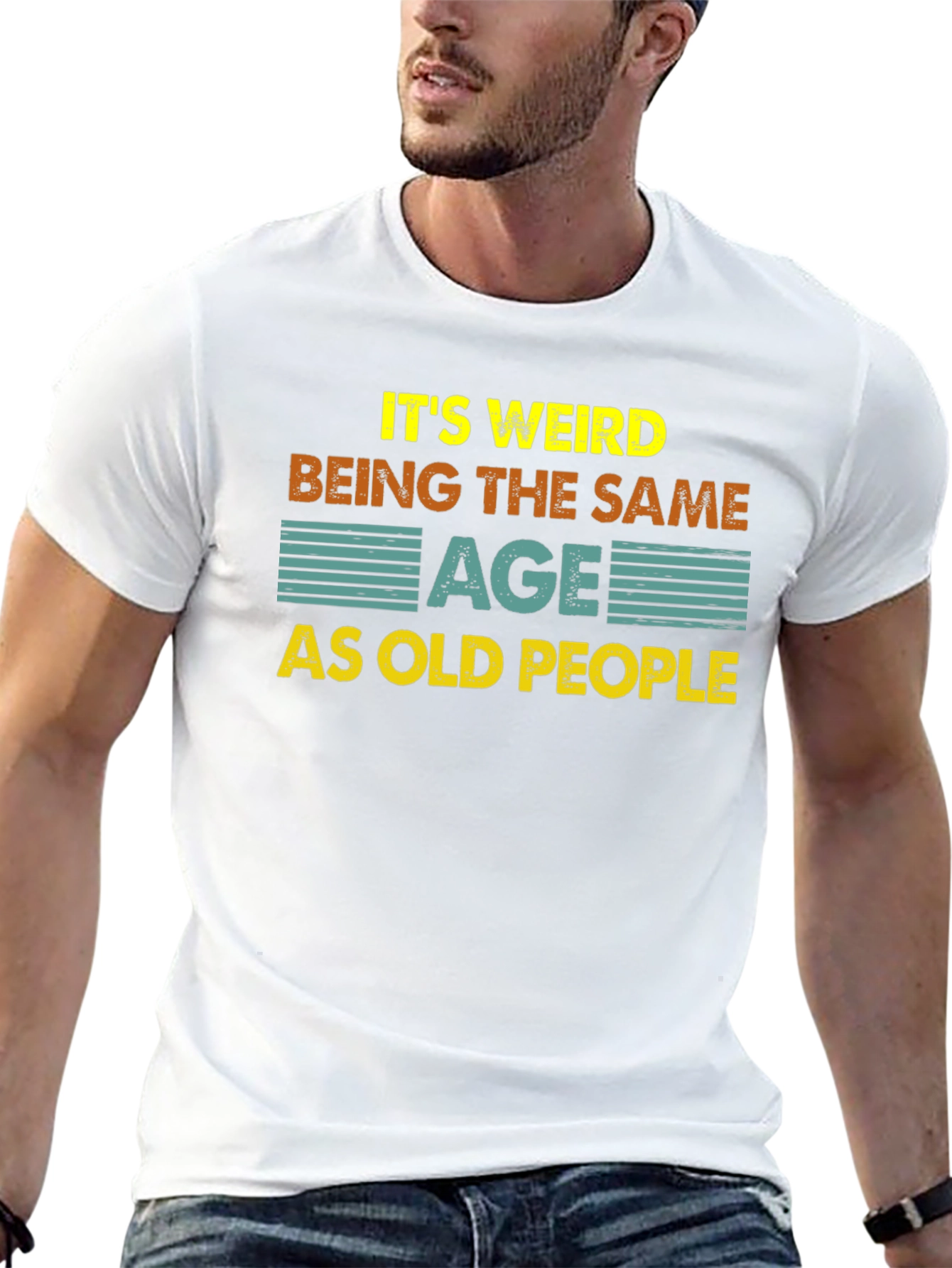 Black Funny "Same Age As Old People" Black T-Shirt view 13