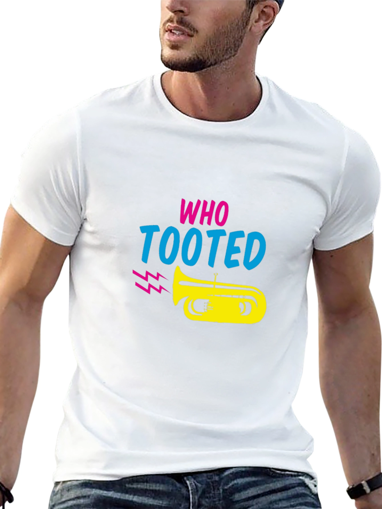 Black Who Tooted T-Shirt - Funny Music Graphic Tee view 13